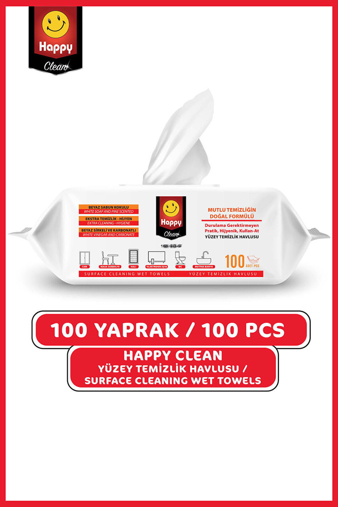 Happy Clean Yüzey Temizleme Havlusu 100 lü