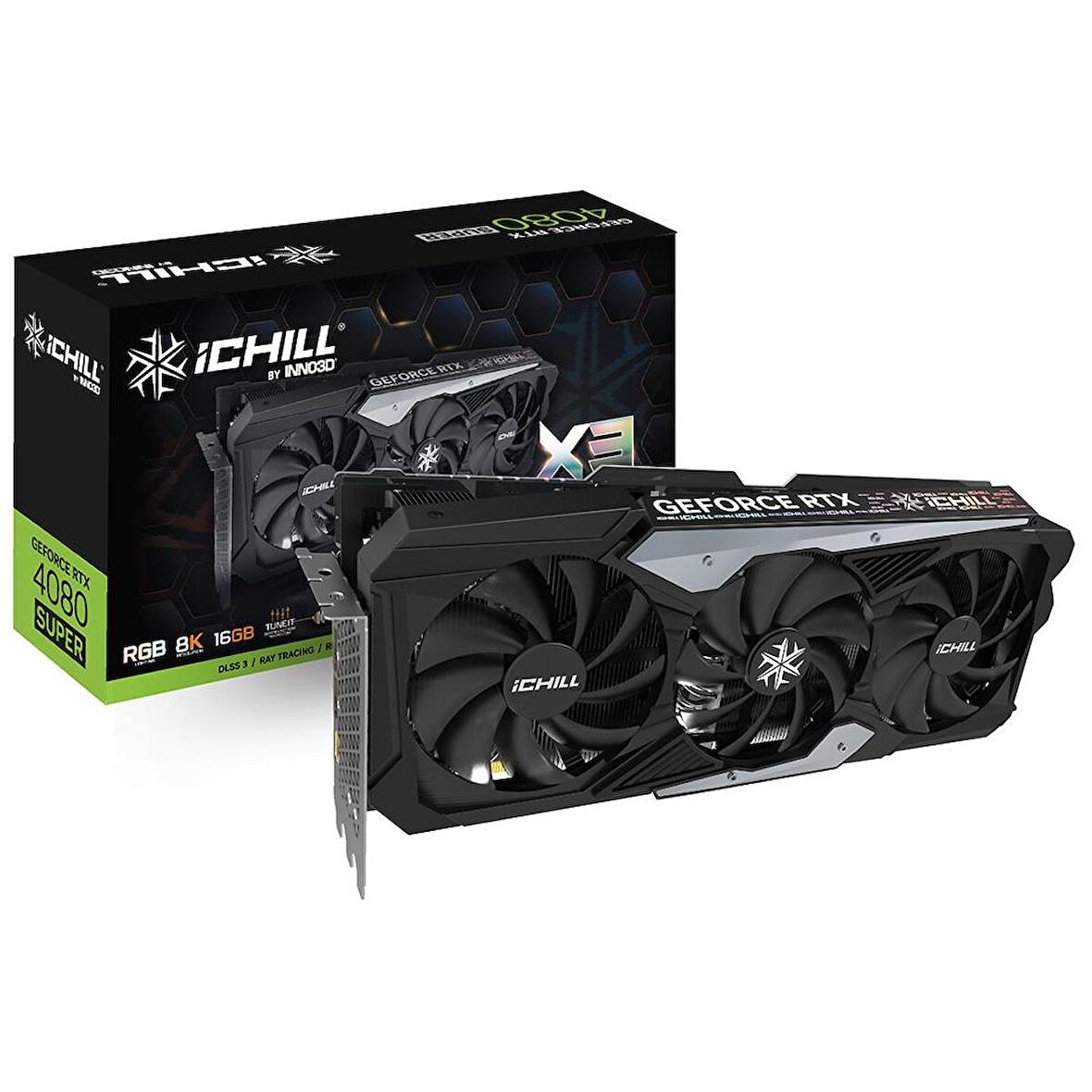 Inno3D Nvidia Geforce RTX4080 SUPER ICHILL x3 16GB 256 Bit GDDR6X Ekran Kartı (C408S3-166XX-187049H)