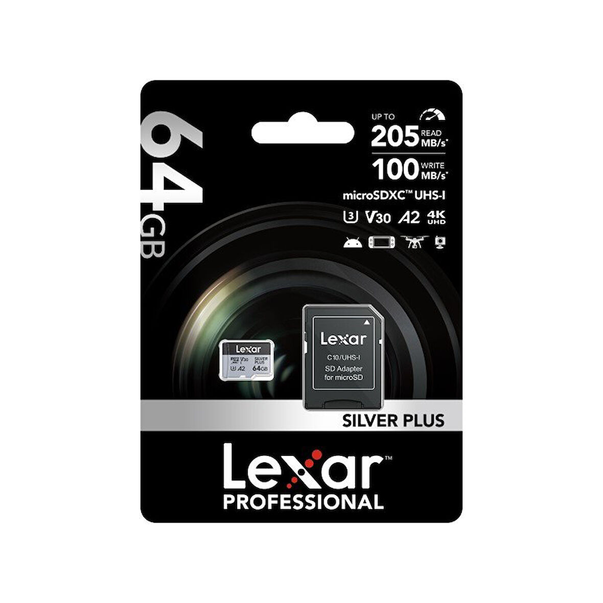 Lexar LMSSIPL064G-BNANG 64 GB SDXC 205-100Mb/s UHS-I C10 A2 V30 U3 microSD Kart