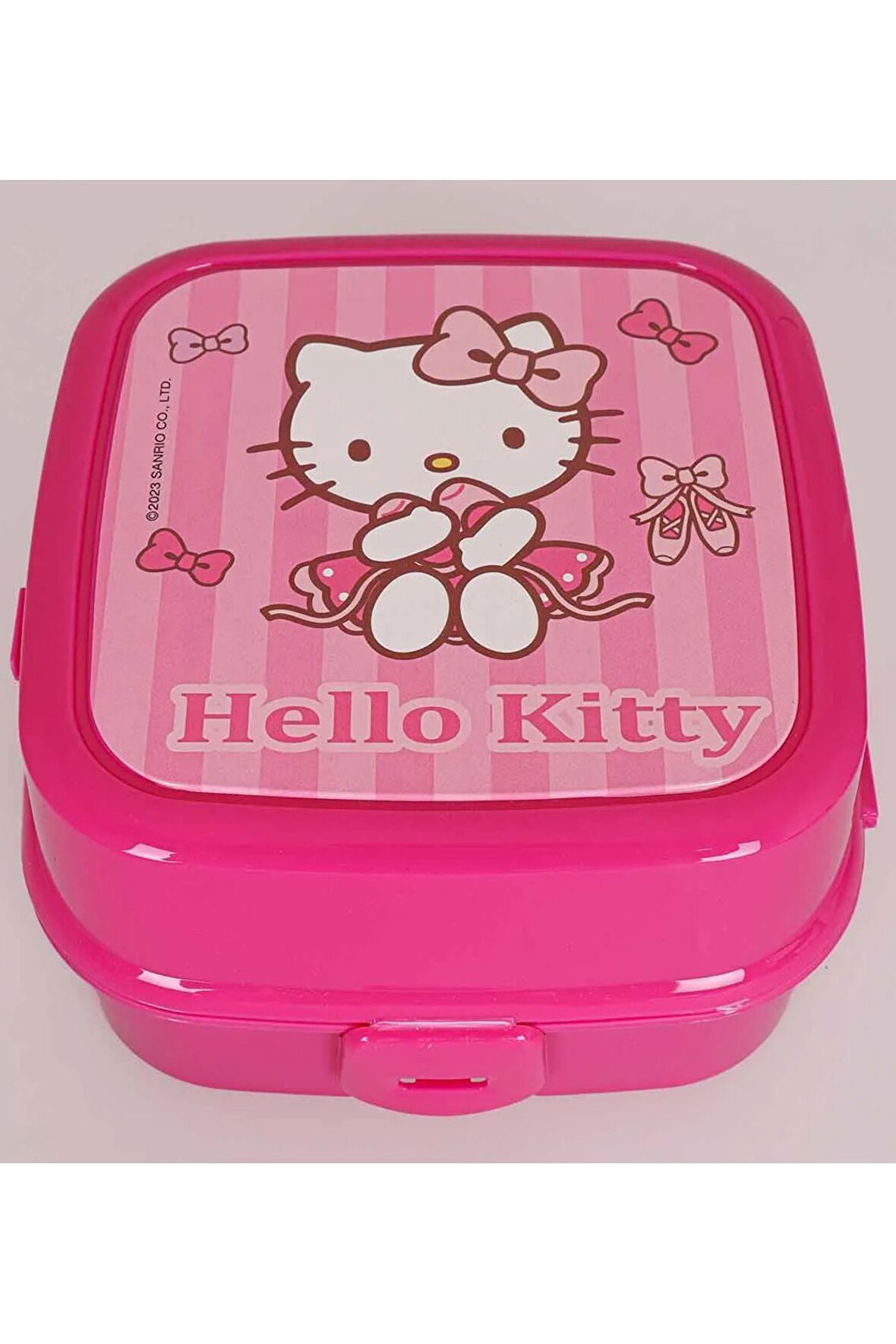 Hello Kitty Lisanslı Lila  3 Bölmeli Kaşık Çatallı Çocuk Okul Beslenme Kutusu Saklama Kabı