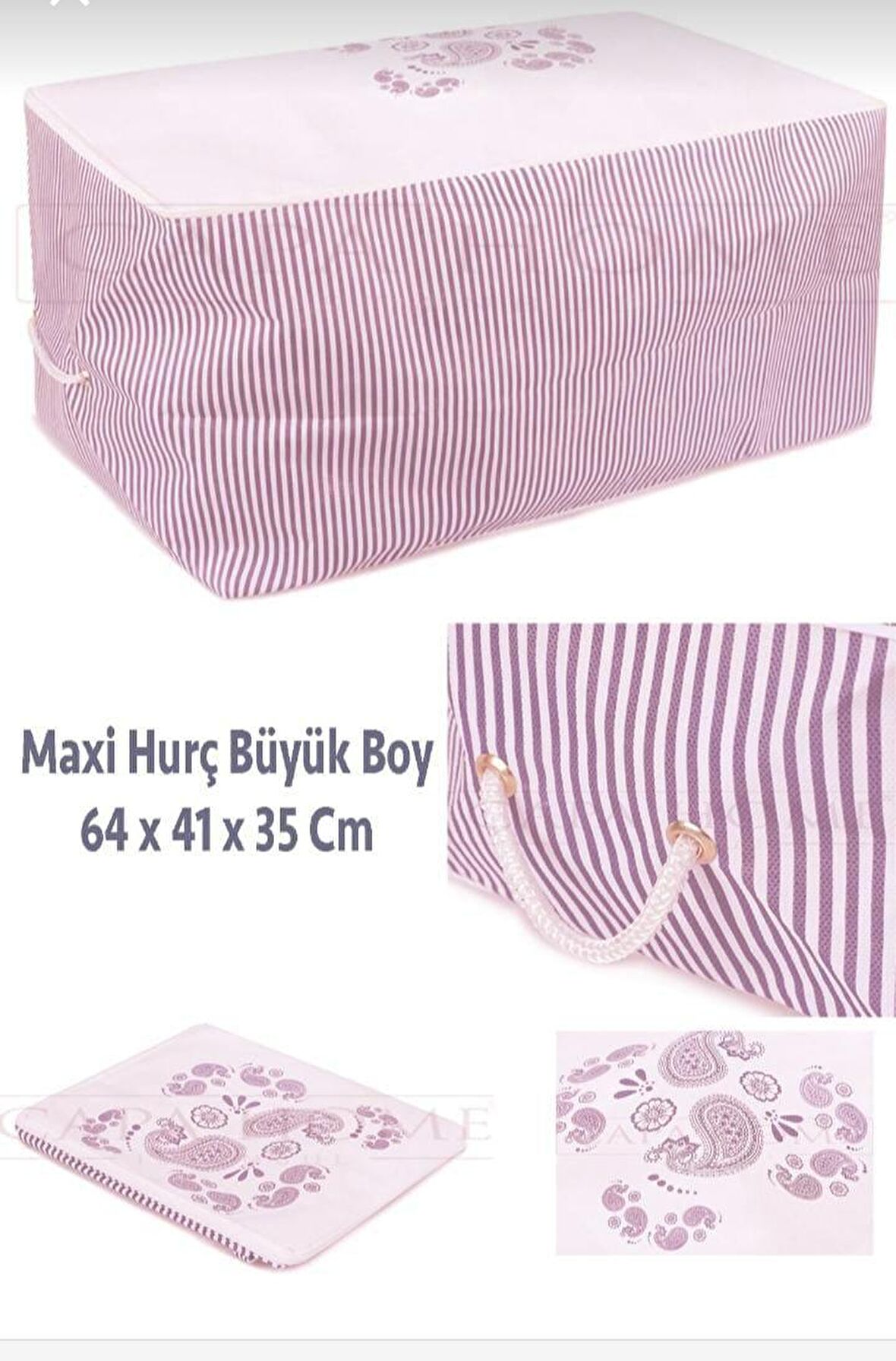 VİOLET BÜYÜK BOY MAVİ ÇİZGİLİ BASKILI YORGAN HURCU 64CM41CM35CM