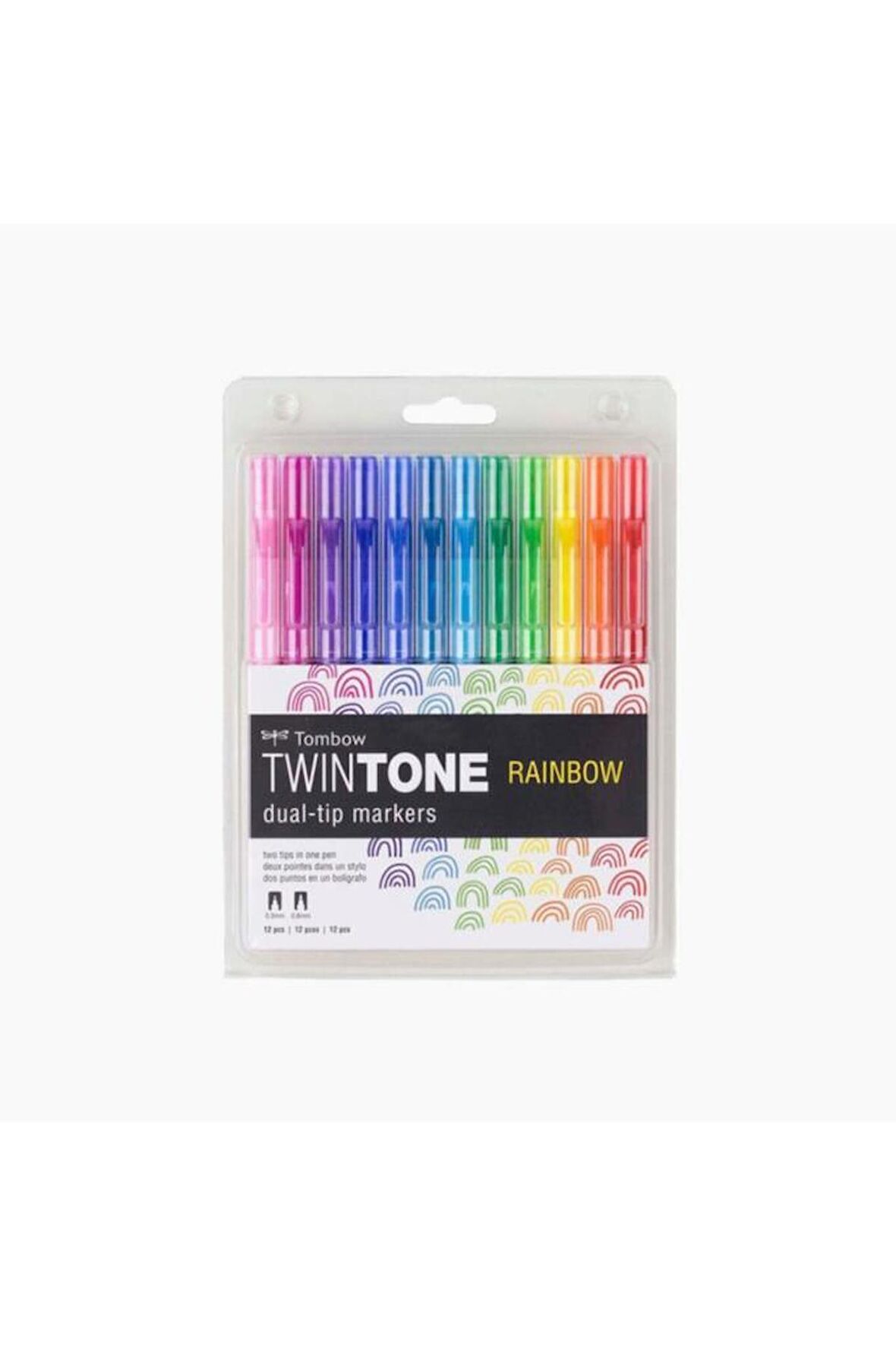 Tombow Twintone Çift Uçlu Kalem Seti 12 Renk Gökkuşağı Renkleri