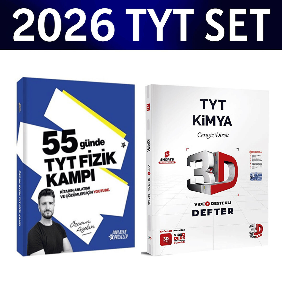 2026 TYT 55 Günde Fizik Kampı Özcan Aykın+ TYT Kimya Video Destek Defteri 3D Yayınları