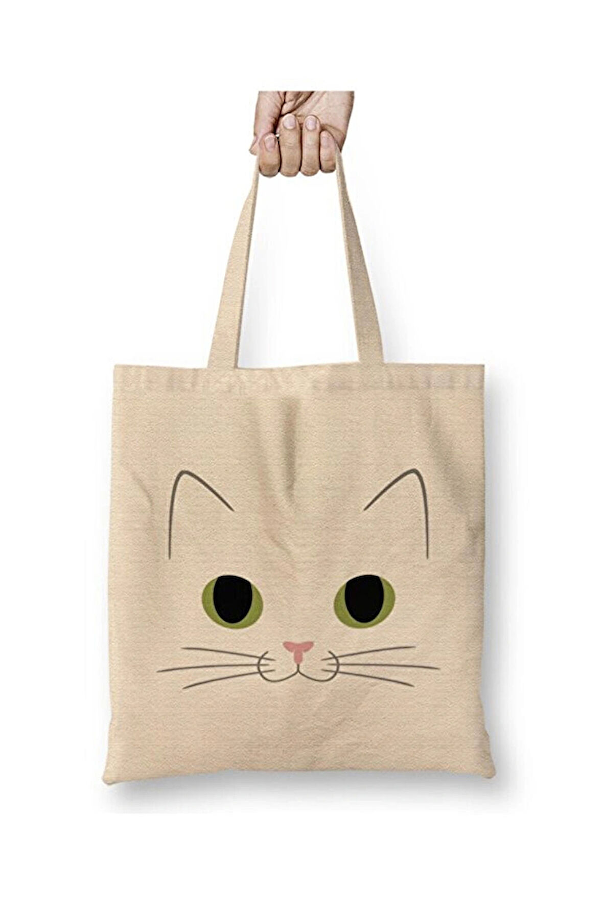 Cute Ginger Cat White Cat Kedi Bez Çanta Uzun Saplı Alışveriş Çantası Plaj Çantası