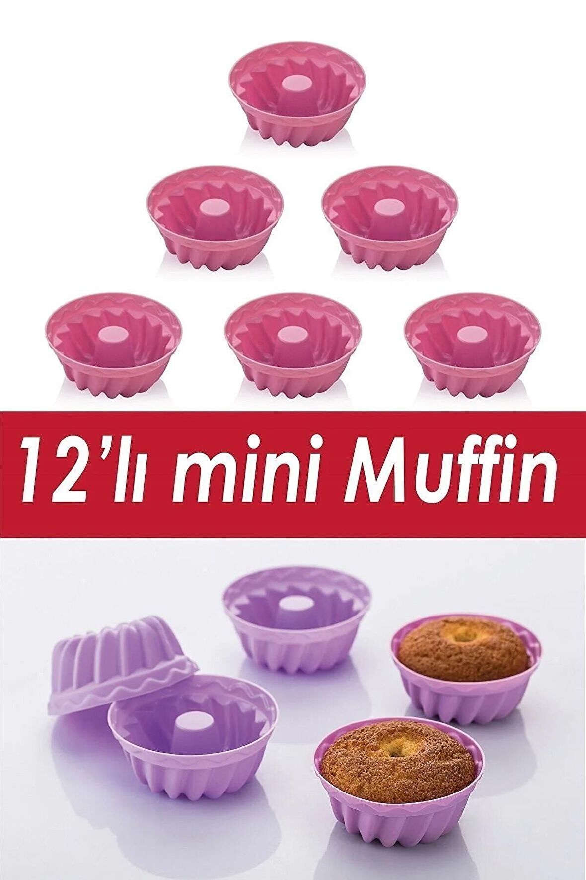 12' Li Silikon Renkli Muffin Kek Kalıbı