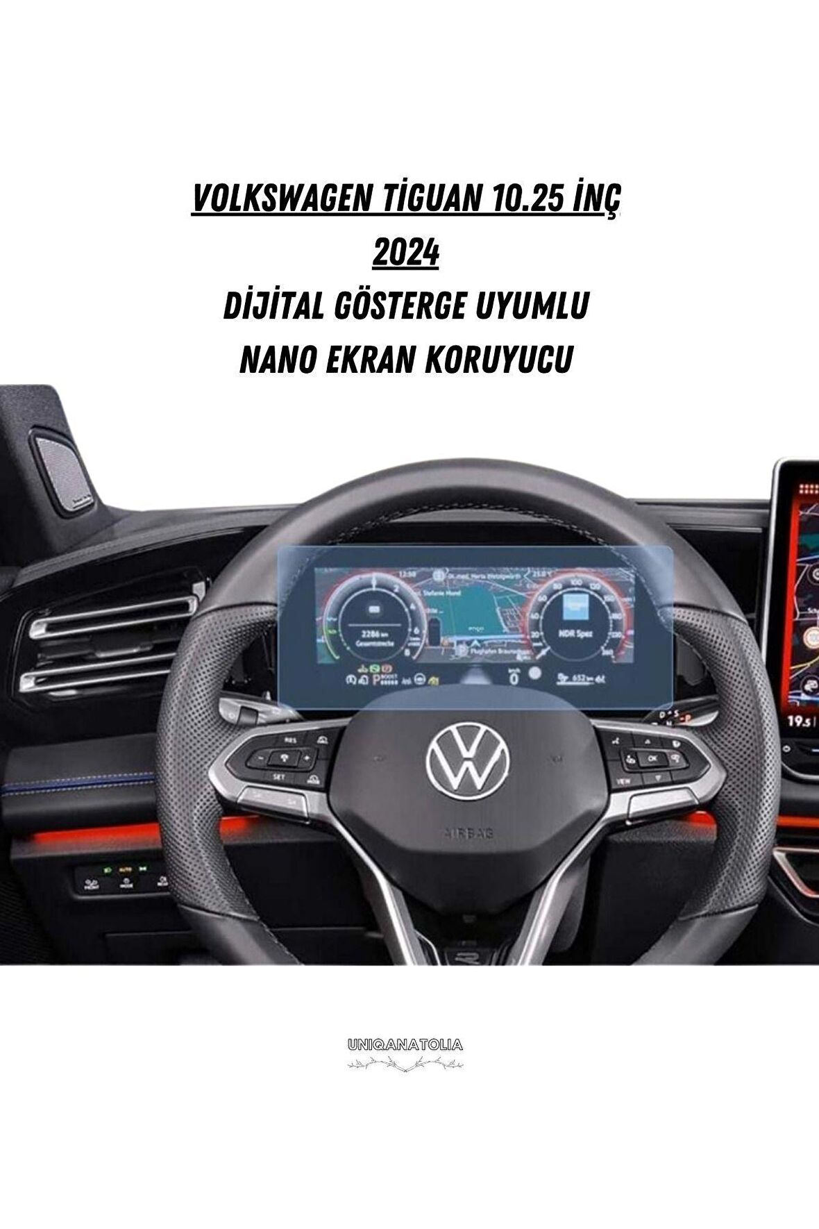 Volkswagen Tiguan 10.25 inç 2024 Dijital Gösterge Uyumlu Nano  Ekran Koruyucu