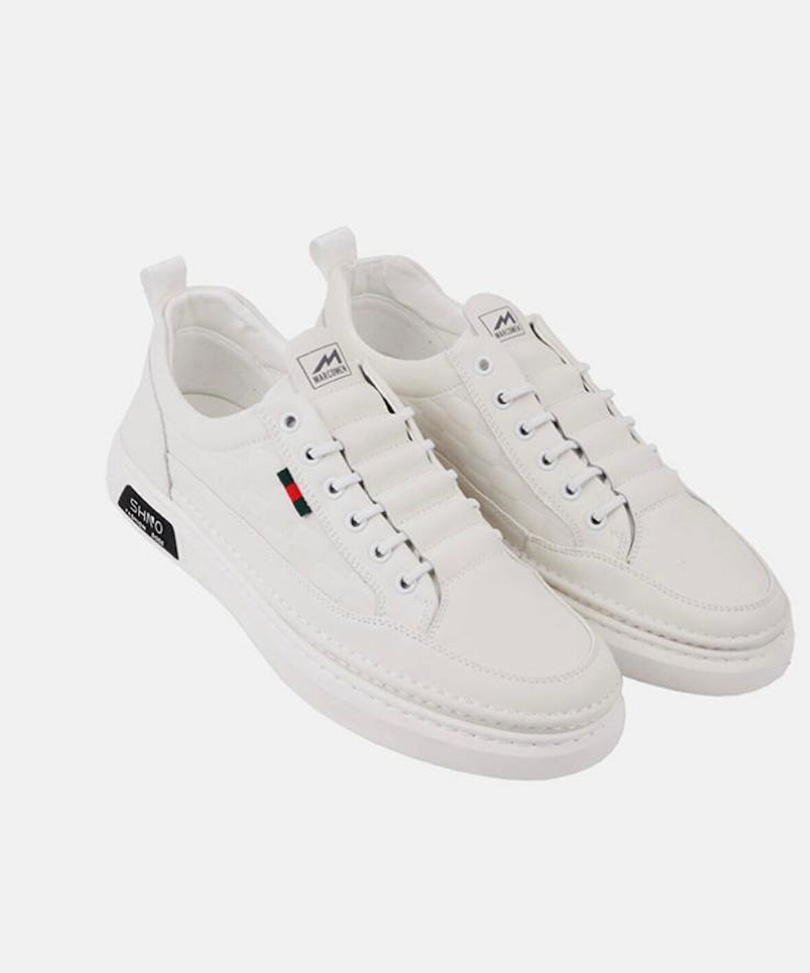 Erkek Rahat Taban Lastik Bağcıklı Sneaker Gerçek Deri MC 19039 BEYAZ