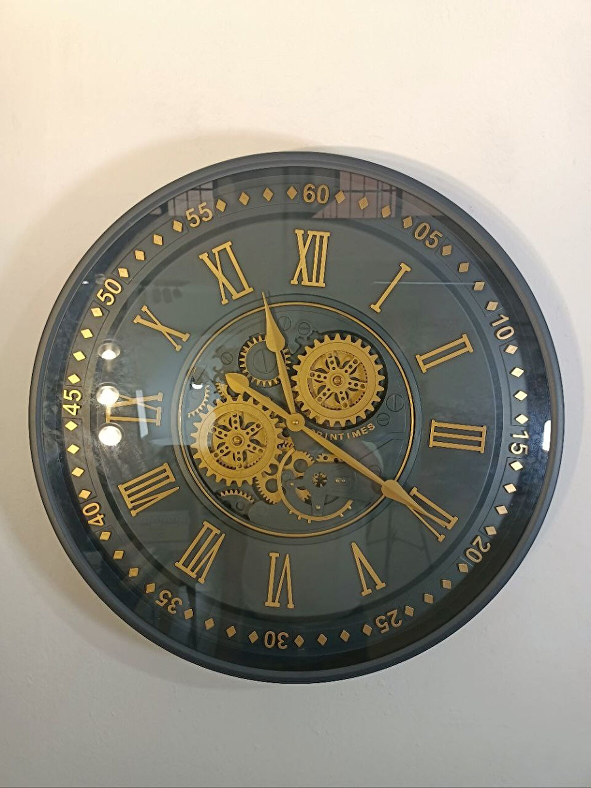 Biev Metal Çarklı Saat Siyah Gold 60 cm