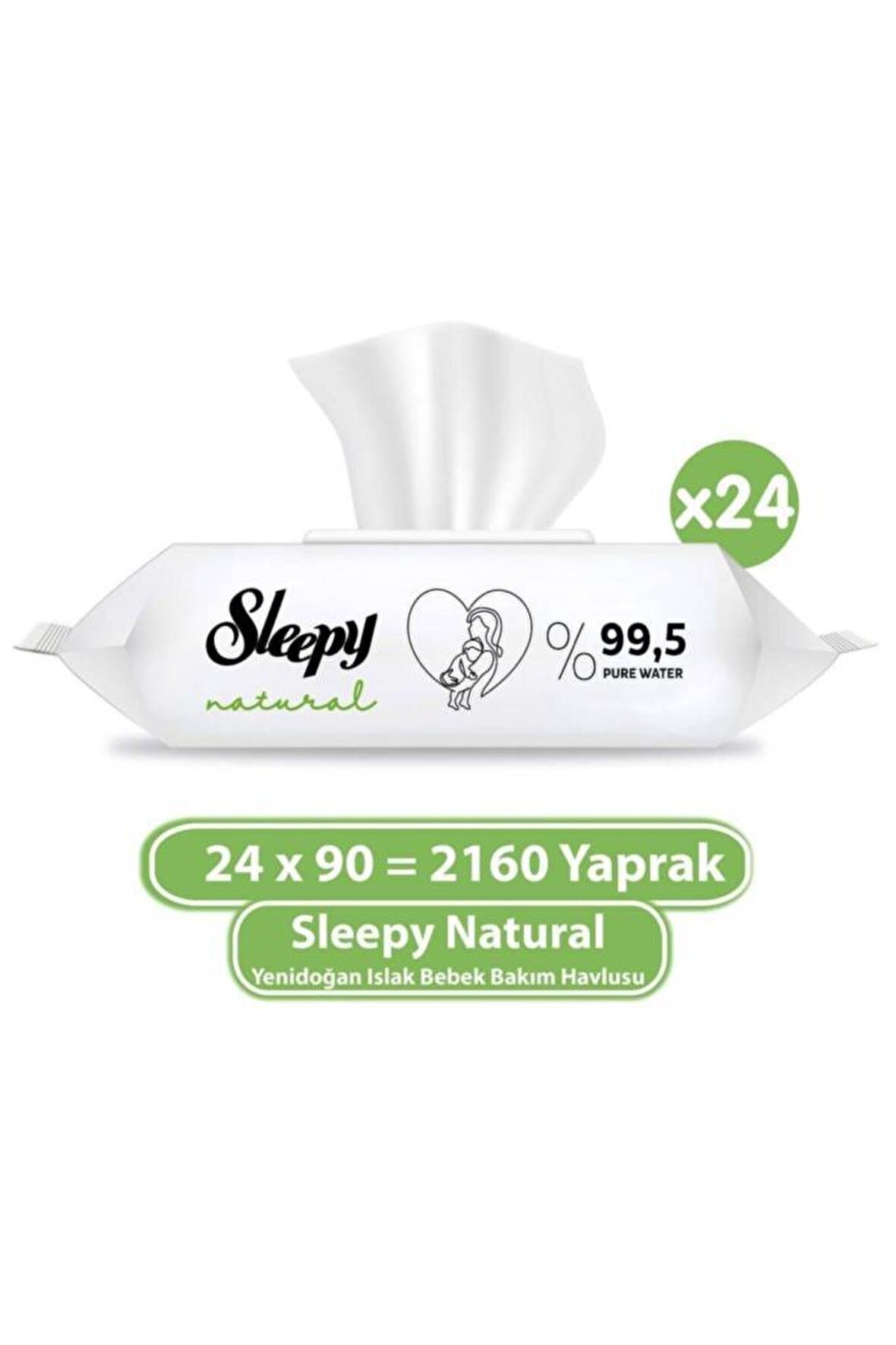 Sleepy Natural Yenidoğan -Alkolsüz 24 x 90 Yaprak 24 Paket Islak Mendil