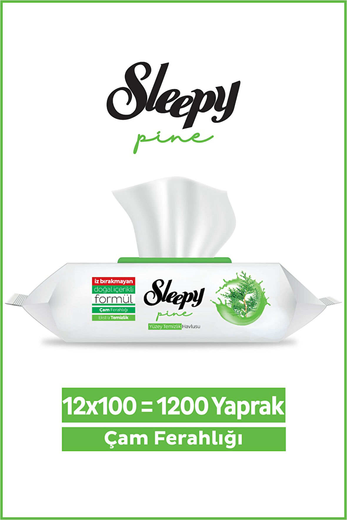 Sleepy Pine Yüzey Temizlik Havlusu&Mendili Çam Ferahlığı 12x100 (1200 Yaprak)