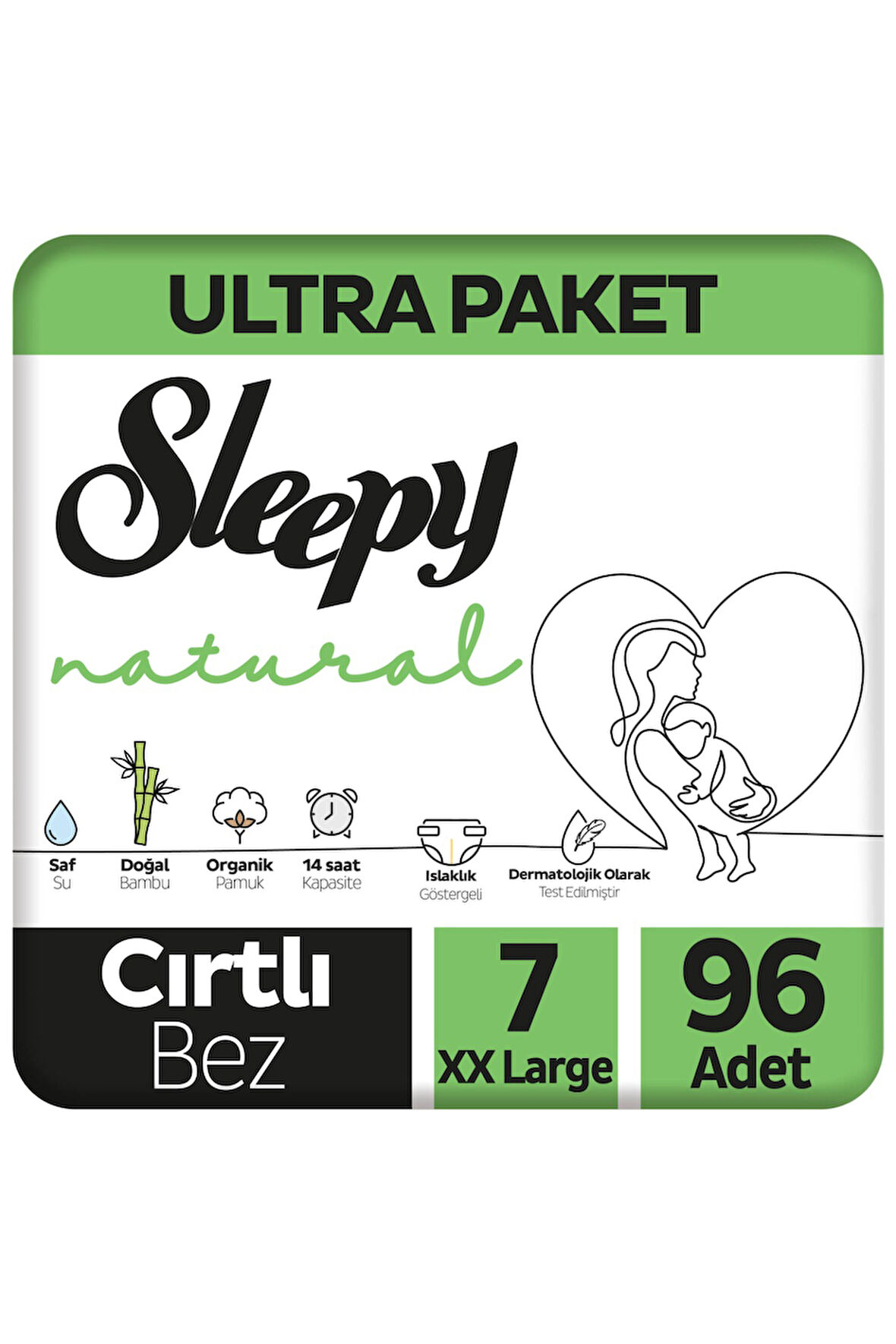 Sleepy Natural Ultra Paket Bebek Bezi 7 Numara Xxlarge 96 Adet