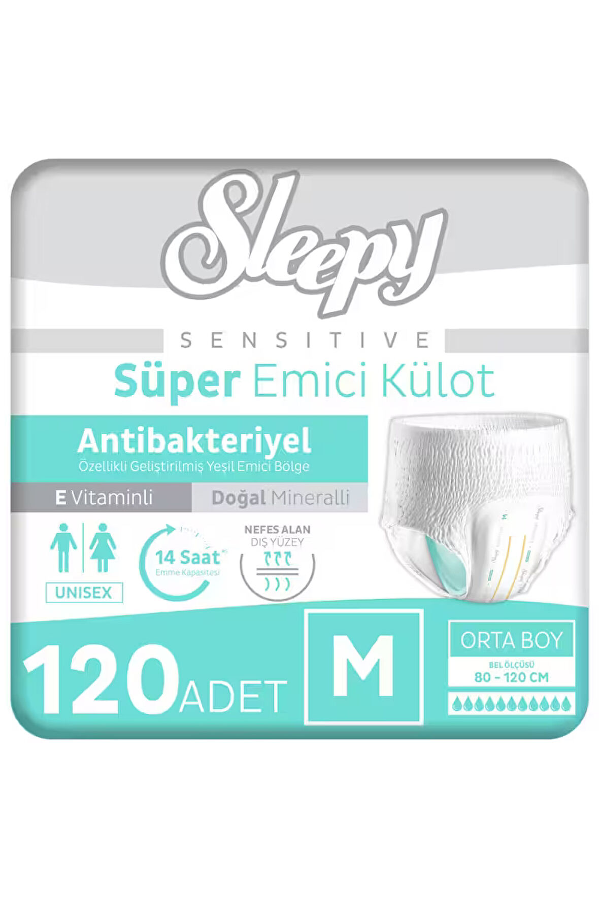 Sleepy Sensitive Antibakteriyel Emici Külot Medium 30x4 120 Adet