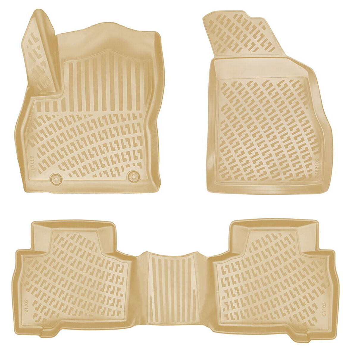 Rizline Peugeot Bipper 2008 Sonrası İle Uyumlu 3D Havuzlu Paspas Bej