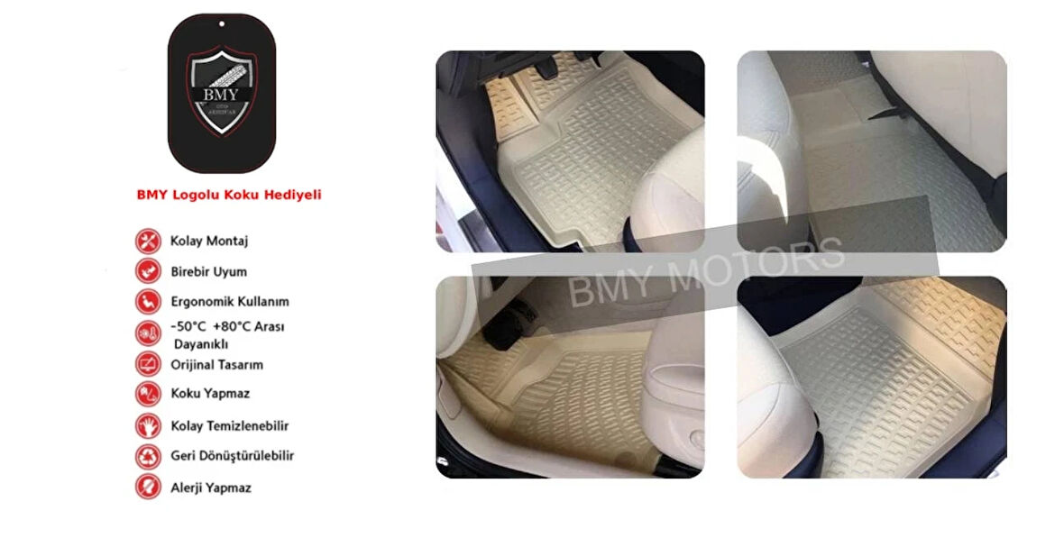 Rizline Lincoln Corsair Non Hybrid 2020 Sonrası İle Uyumlu 3D Havuzlu Paspas Bej