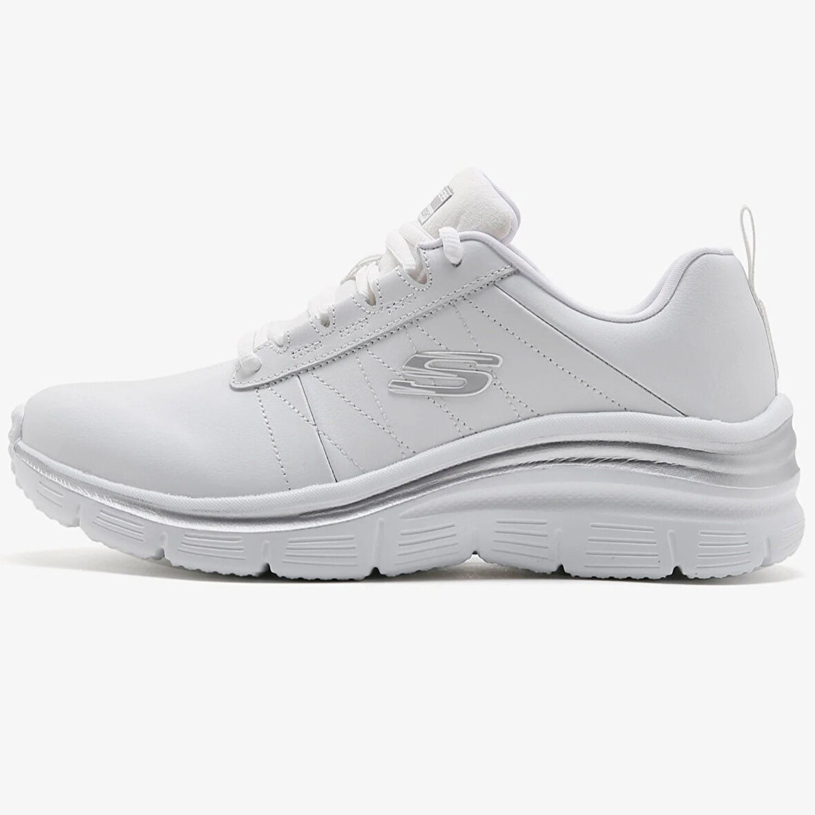 Skechers Fashion Fit-Effortless Memory Foam Leather Womens Sneaker White Hafızalı Taban Hakiki Deri Kadın Günlük Spor Ayakkabı Beyaz