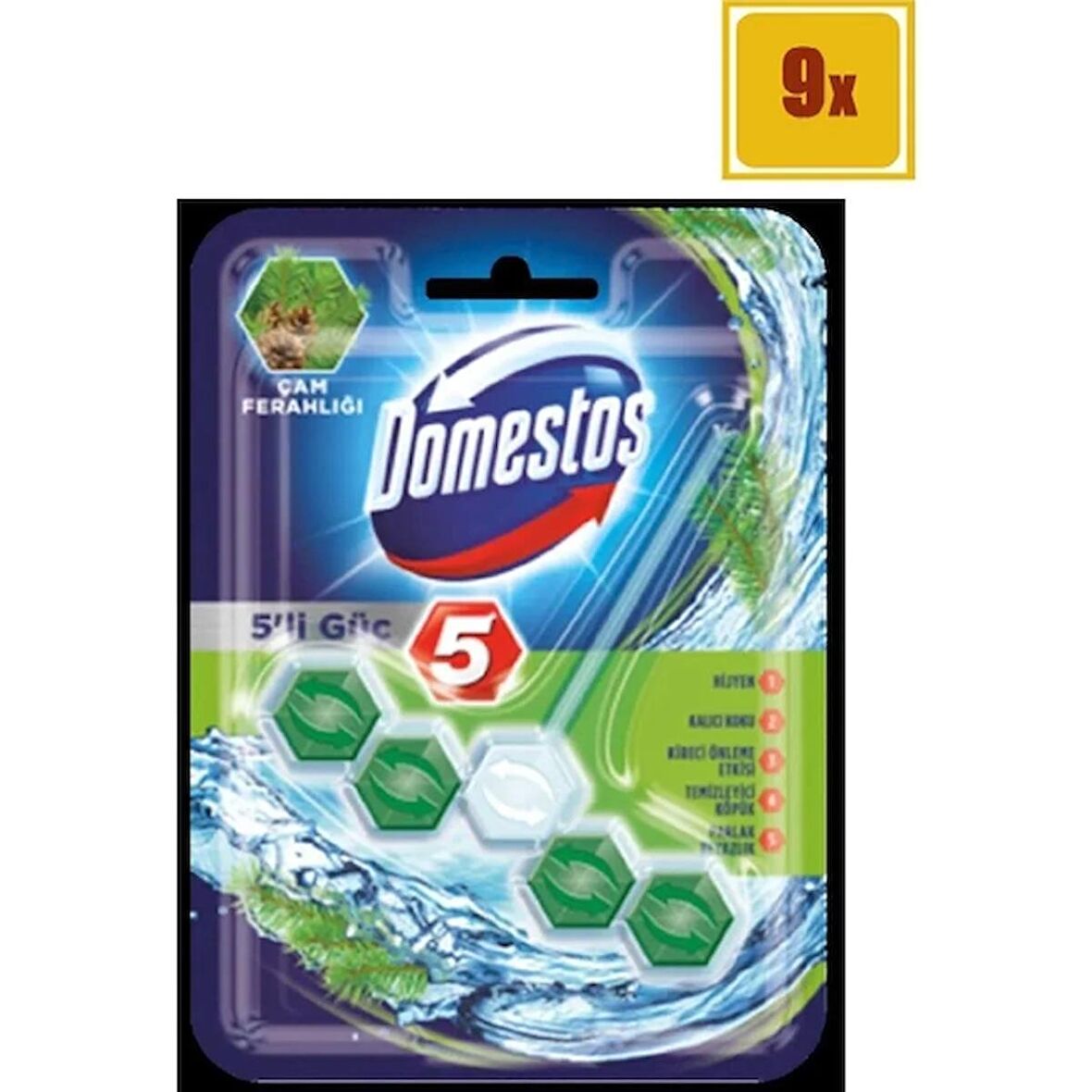 Domestos Wc Blok 5'li Çam Ferahlığı 9'lu Set