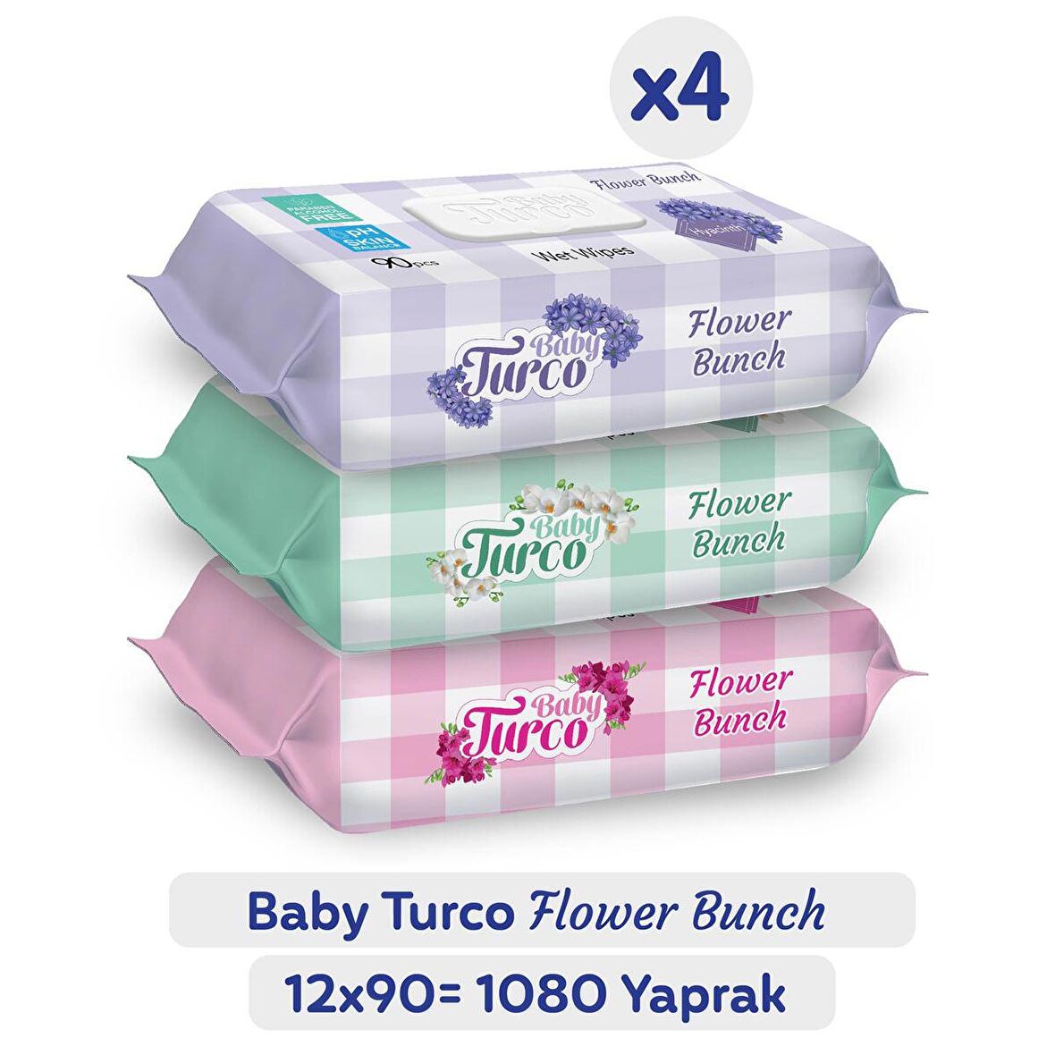 Baby Turco Flower Bunch Islak Havlu 12x90 (1080 Yaprak)