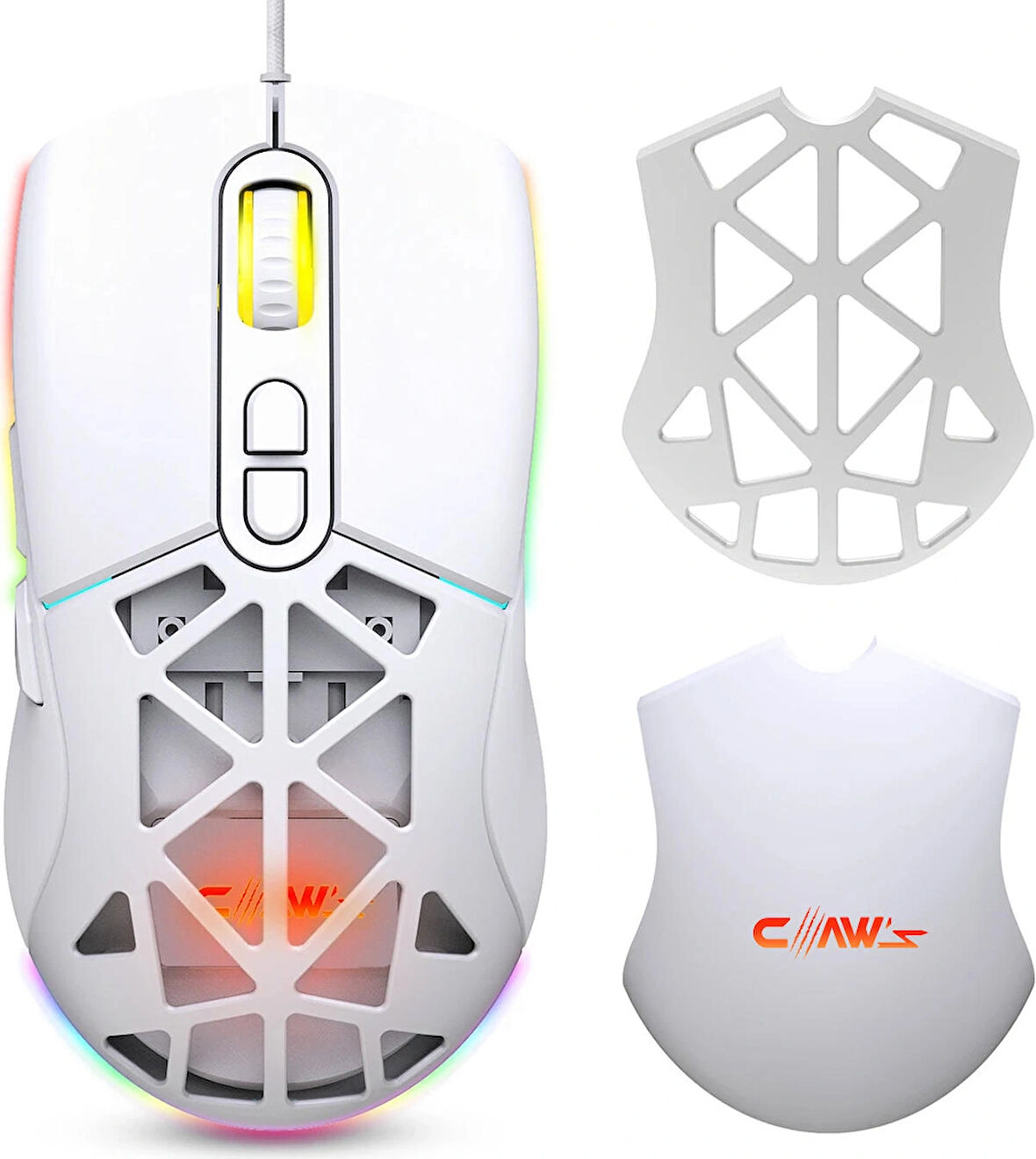 Nexus X1 12800 Dpi Reflex Örgü Kablolu & Değiştirilebilir Kapaklı Gaming Mouse - Beyaz