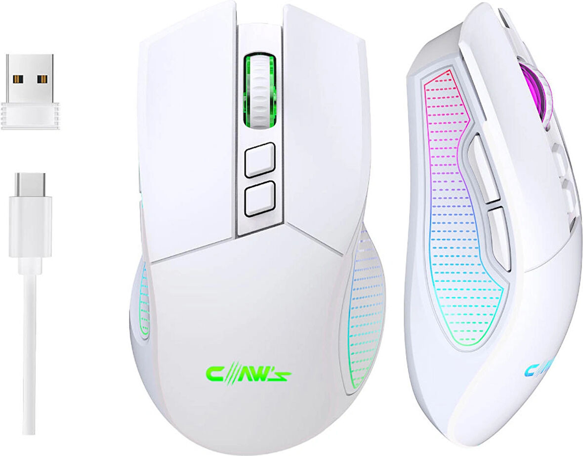 Crossfire Air V1 10000 Dpi Pixart PMW3325 Sensör Yazılımlı BT5.1 RGB Kablosuz Gaming Mouse - Beyaz