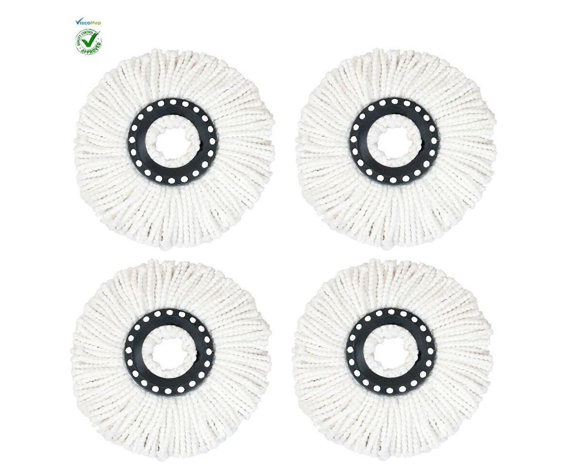 Viscomop Döner Başlıklı Mikrofiber Mop Yedeği 4'lü Ekonomik Set