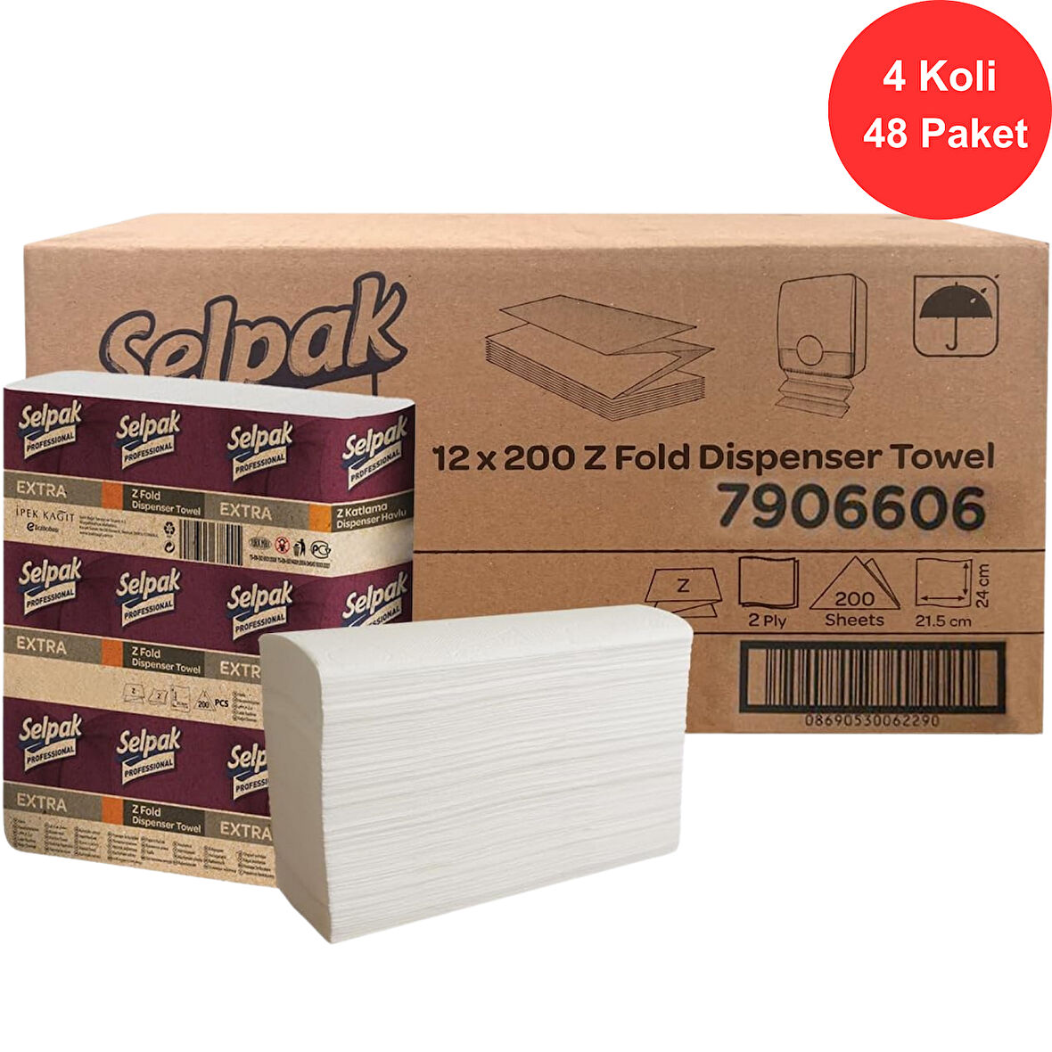 Selpak Professional Extra Z Katlı Havlu 21.5 x 24 cm. 4 Koli (48 Paket) (7906606)