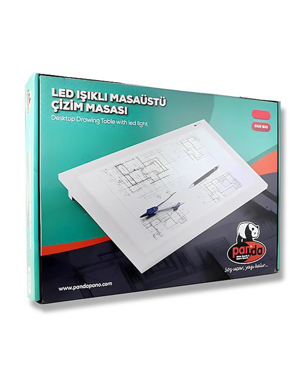Panda Led Işıklı Çantalı Çizim Masası 50x70cm Pan910