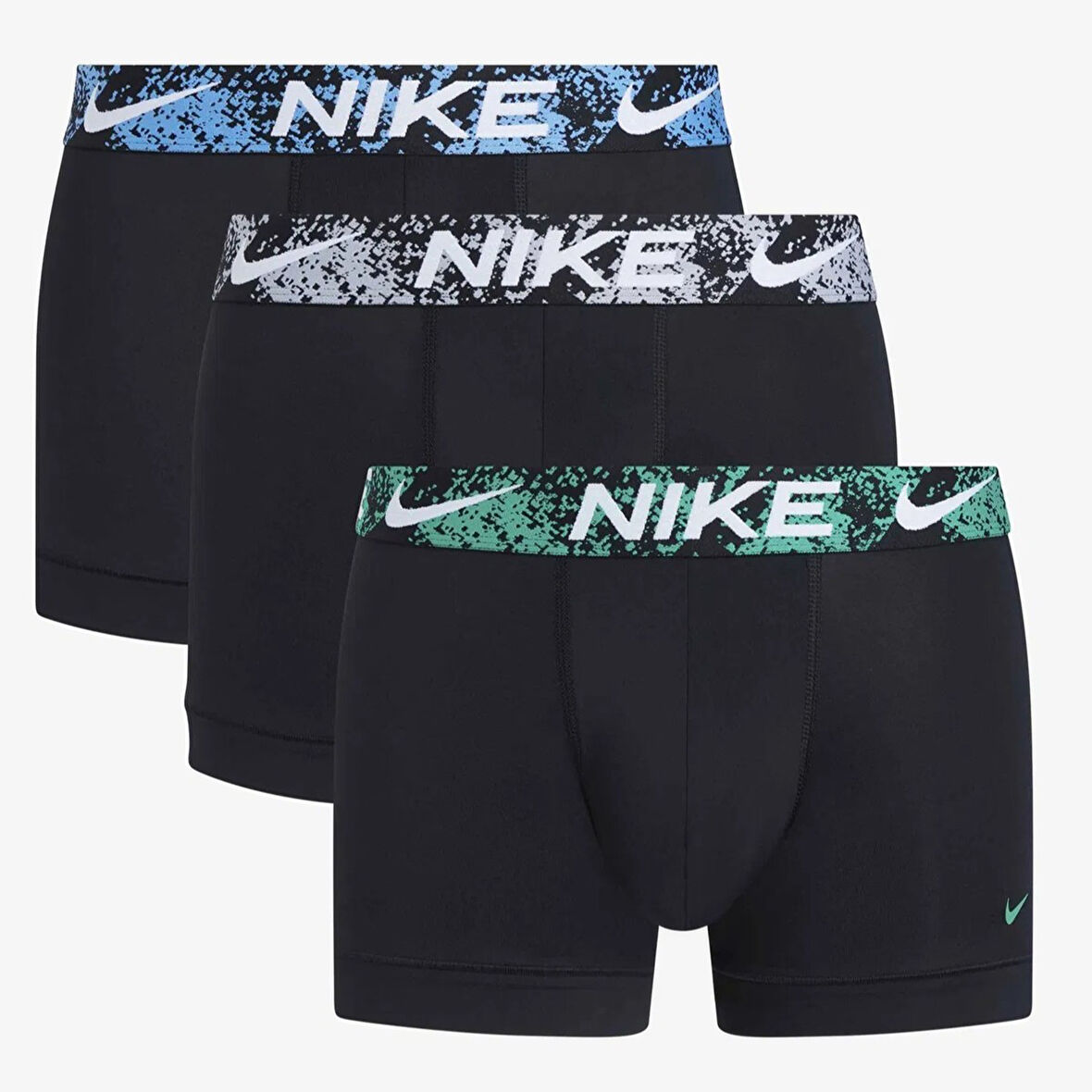 Nike Dri Fit Ultra Stretch 3 Pack Micro 3 lü Paket Kısa Boxer Siyah 3 Renk Bantlı