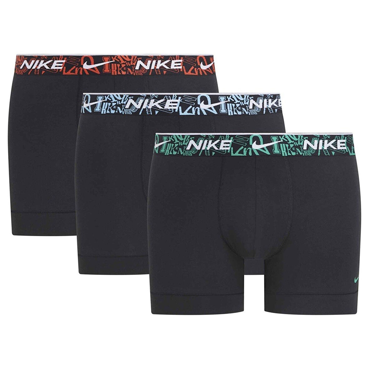 Nike Dri Fit Ultra Stretch 3 Pack Micro 3 lü Paket Kısa Boxer Siyah 3 Renk Bantlı