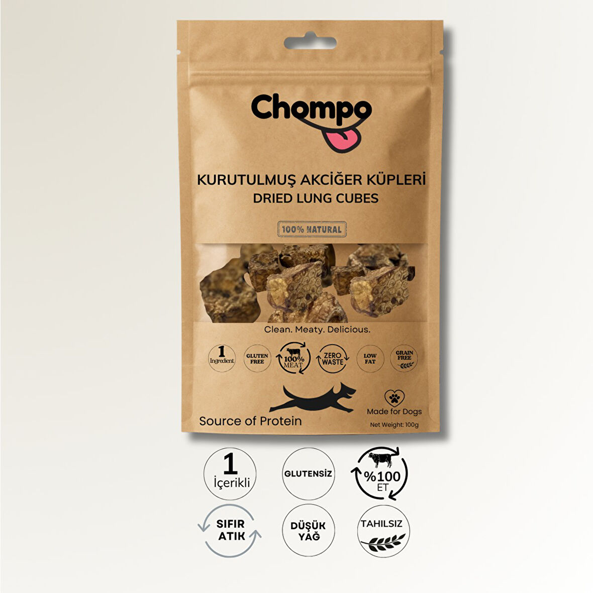 Chompo Kurutulmuş Ciğer Küpleri Köpek Ödülü 100 gr
