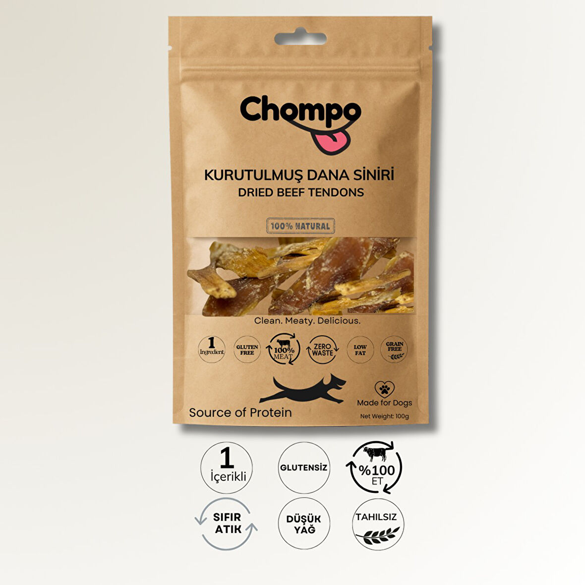 Chompo Kurutulmuş Dana Ense Siniri Köpek Ödülü 100 gr