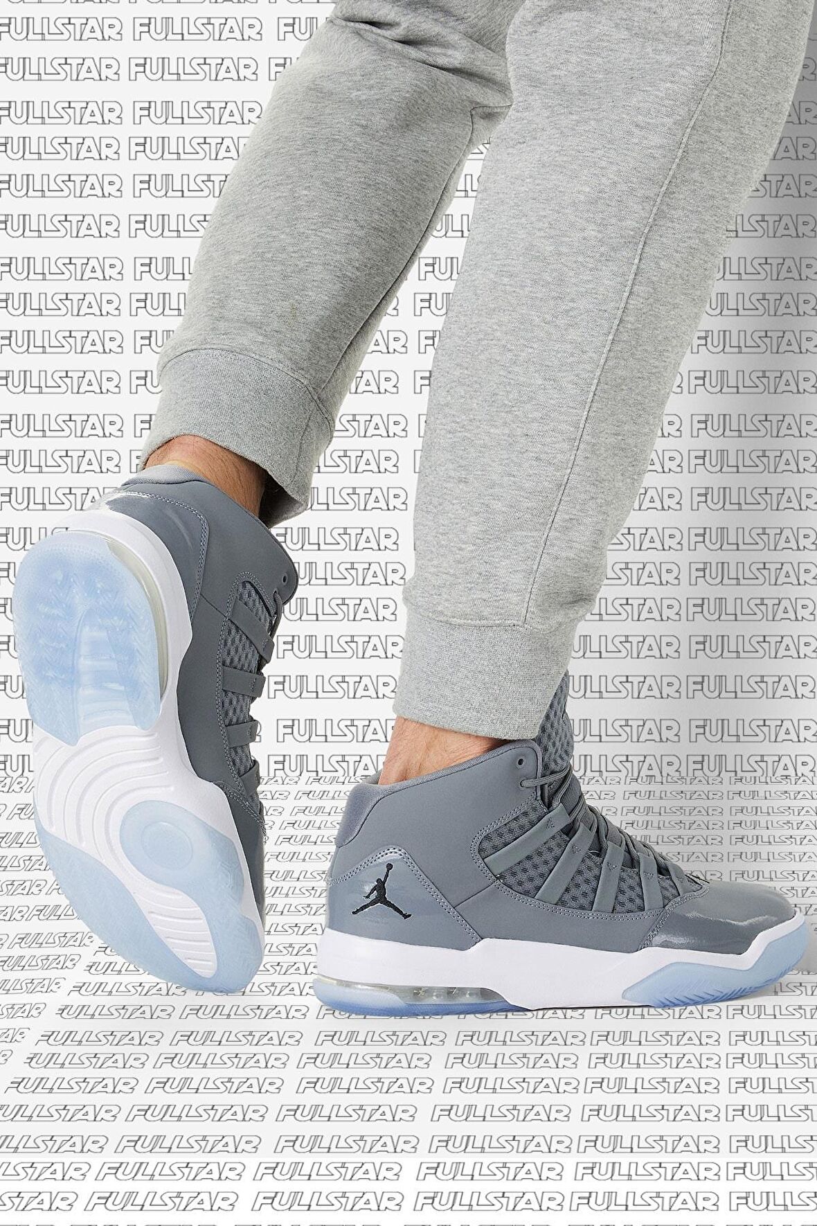 Nike Jordan Air Max Aura Leather Grey Shoes Hakiki Deri Bilekli Gri Basketbol Ayakkabısı 