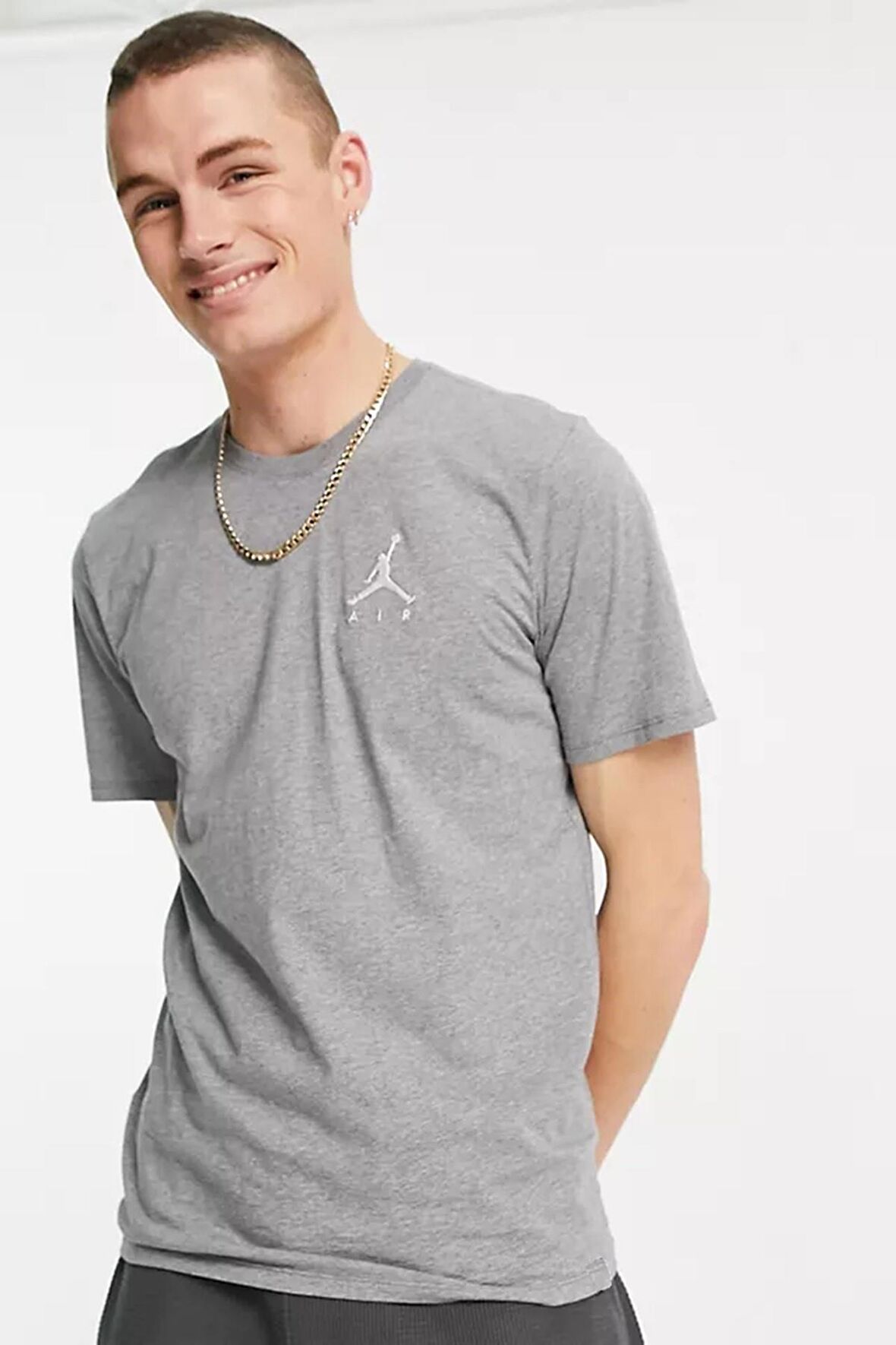 Nike Jordan Jumpman Air Unisex Gray Tee Jordan Nakış Logolu Tişört Gri