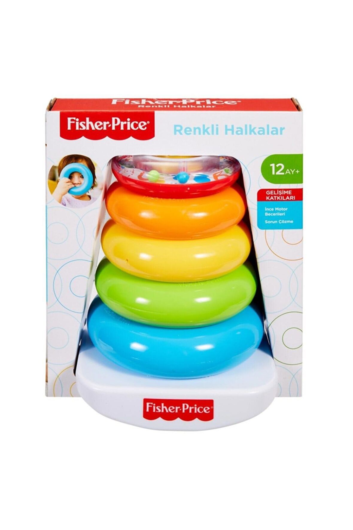 Fisher Price Renkli Halkalar Üst Üste Dizilebilir 5 Adet GJY49 Bebek Oyunncakları