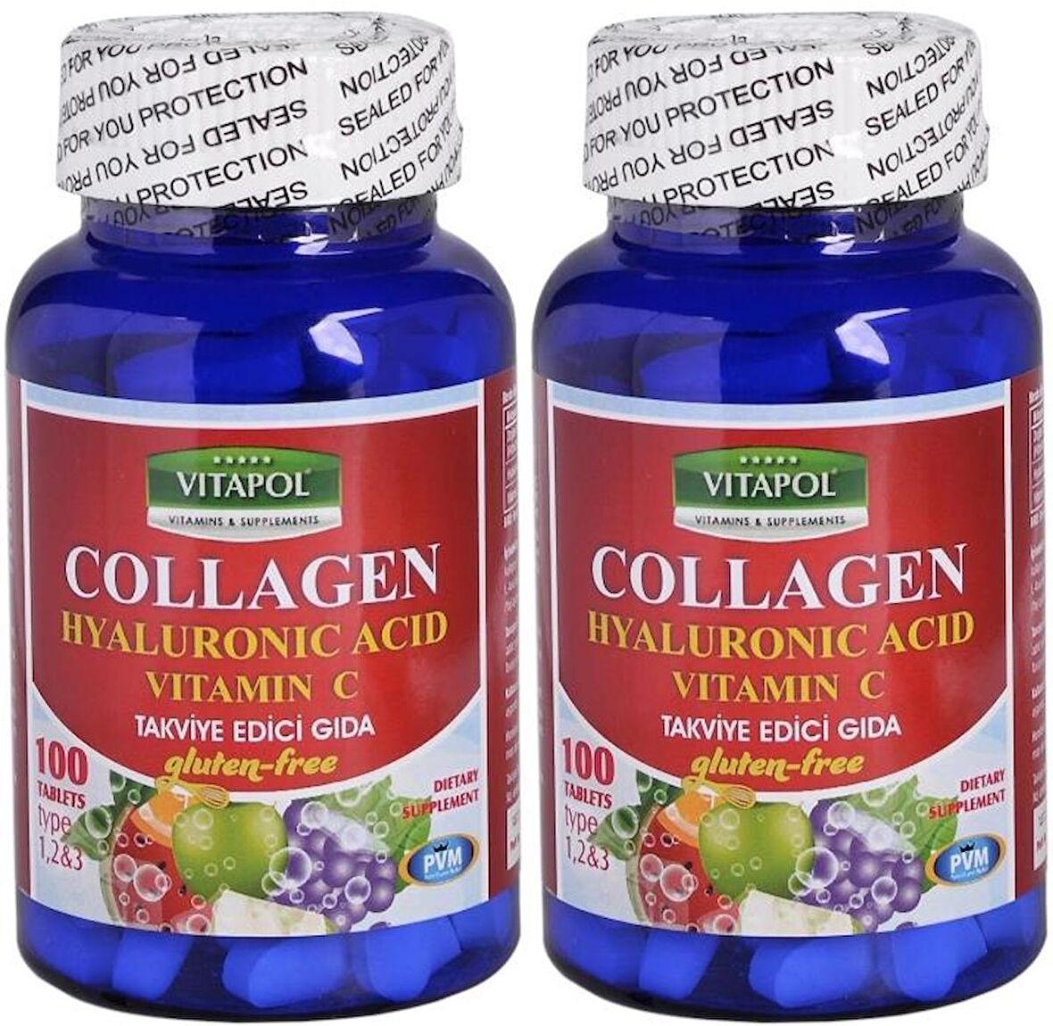 Vitapol Hydrolyzed Collagen Hyaluronic Acid Vitamin C 2x100 Tablet Hidrolize Kolajen Hyaluronik Asit C Vitamini