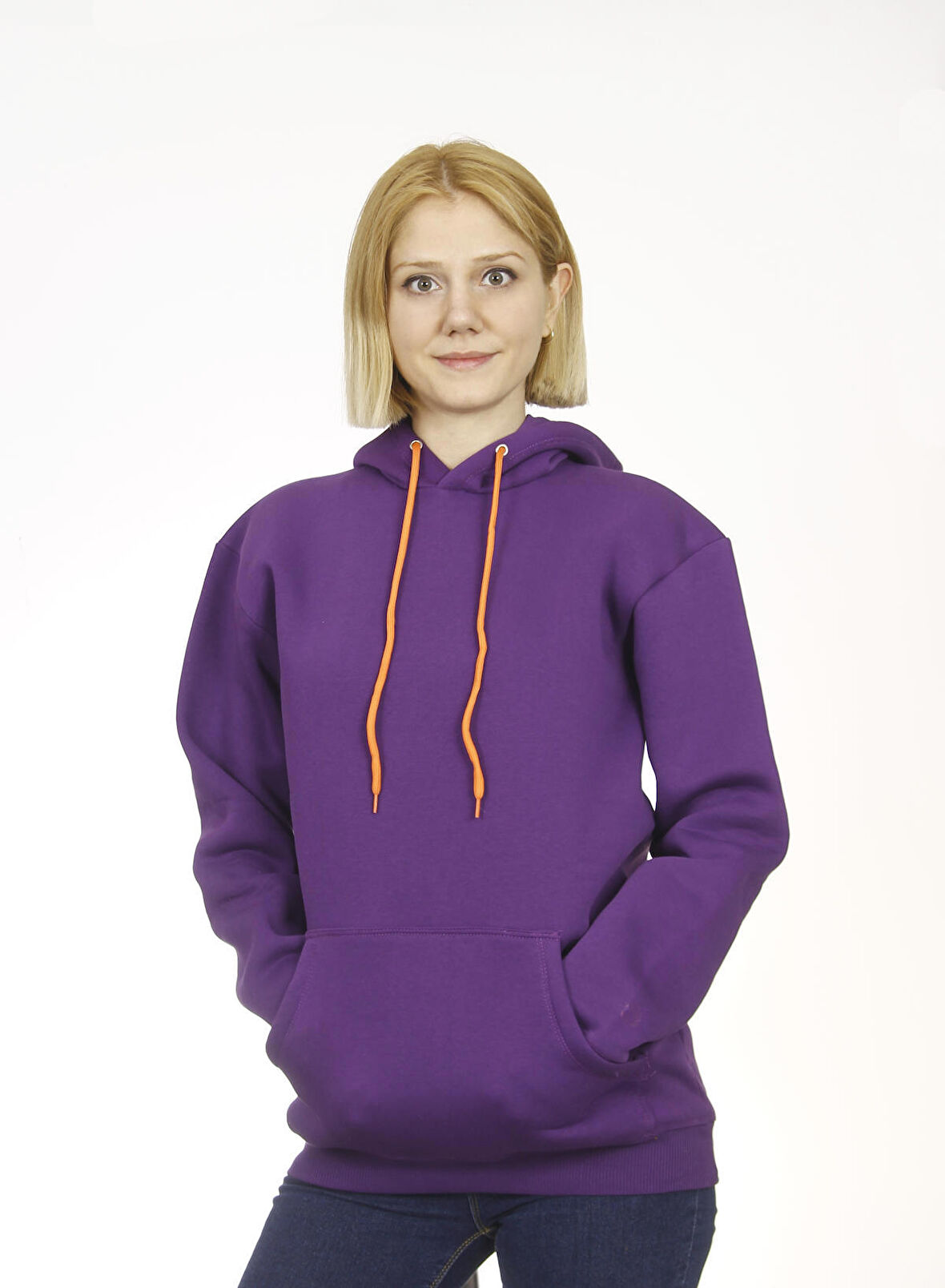 Unisex Kapşonlu Mor Sweatshirt