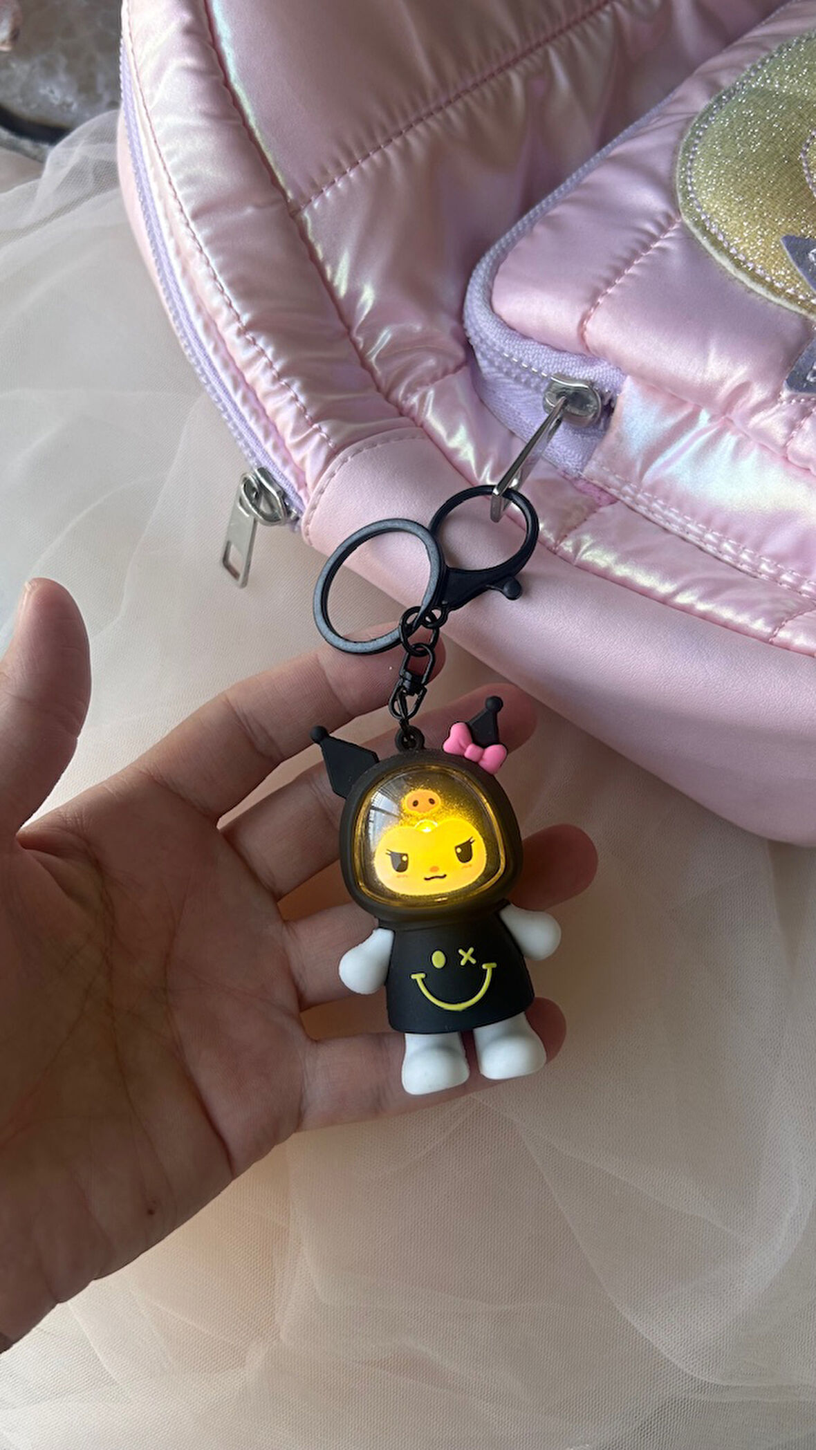 Işıklı Kuromi Anahtarlık Siyah