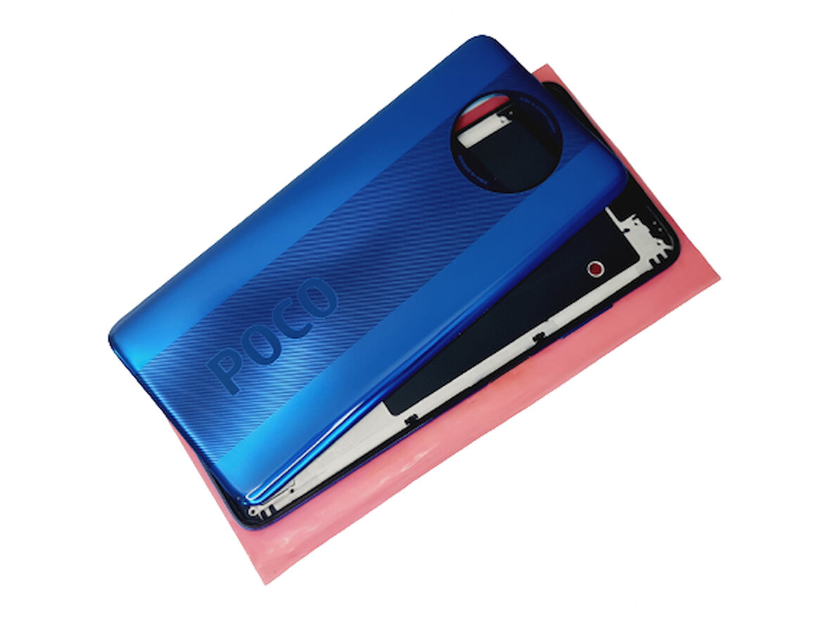 Tkgz Xiaomi POCO X3 / Poco X3 Nfc kasa Arka Pil Kapağı (Orijinal FULL) MAVİ