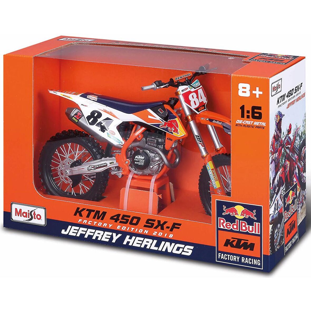 Maisto 1/6 Red Bull KTM 450 SX-F 2018 Factory Edition Motosiklet