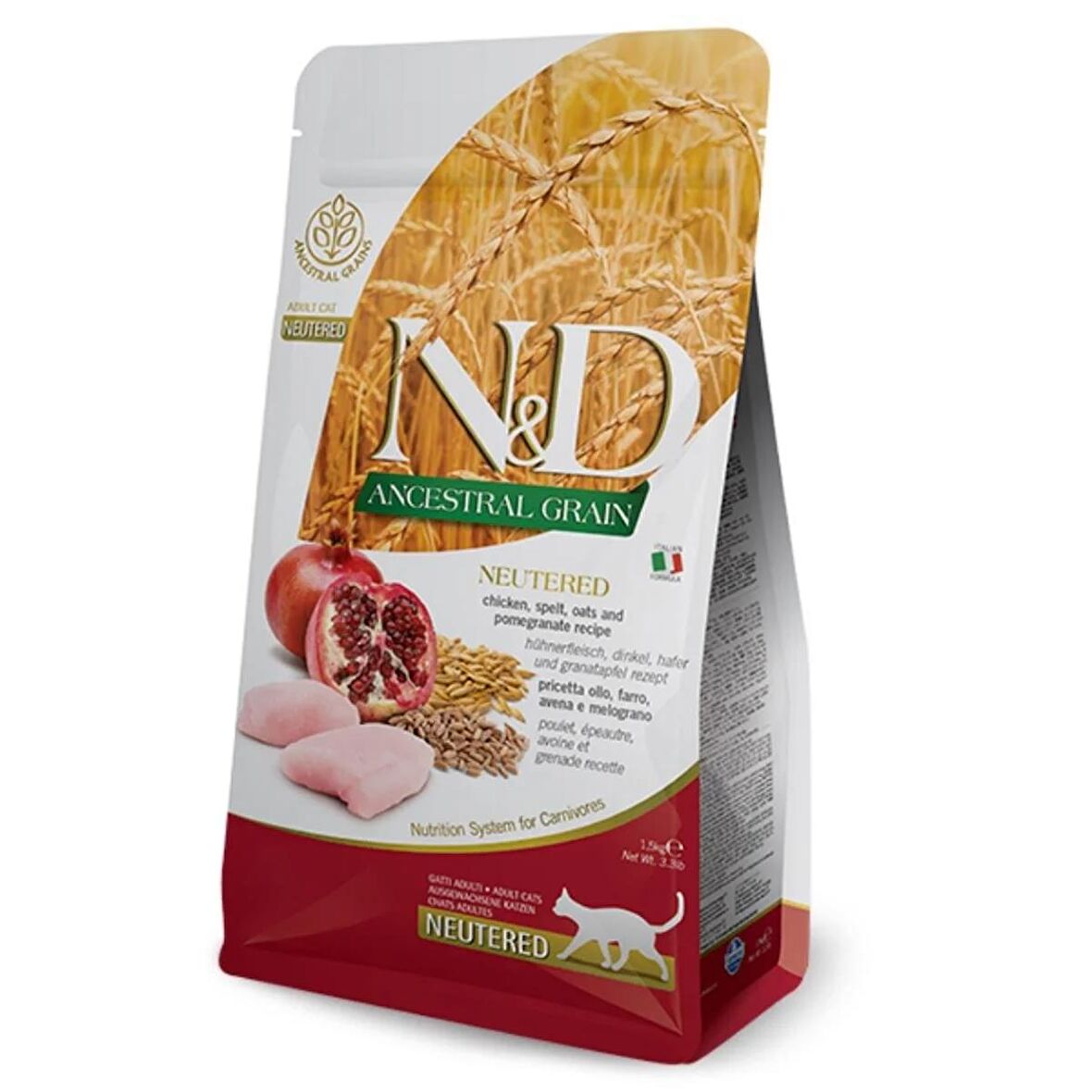 ND ancestral graın 5kg kedi düşük tahıllı tavuklu narlı kısır kedi maması chicken spelt neutered