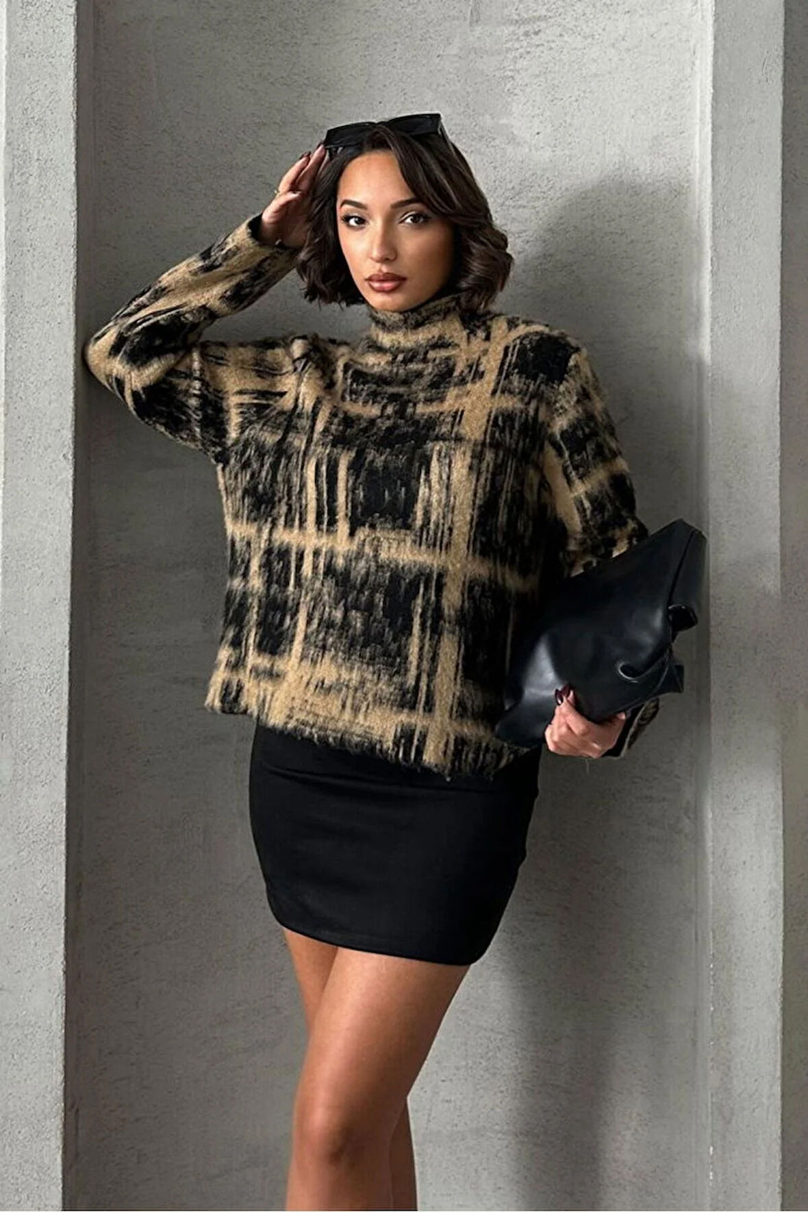 Bisküvi Desenli Triko Kadın Kazak