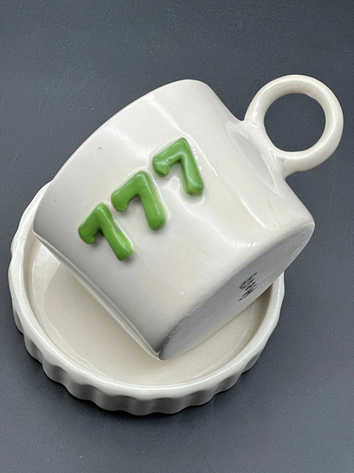 Handmade  Tabaklı 777 Şans Kupa- Fincan 180