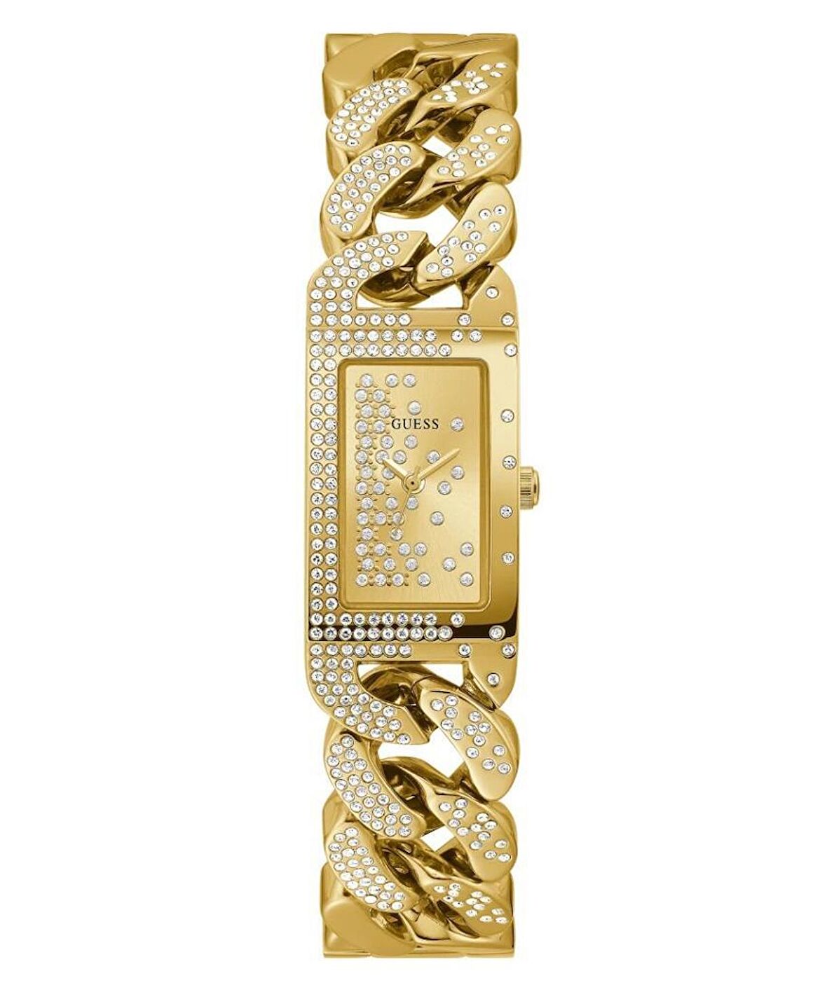 GUESS GUGW0298L2 ALTIN KAPLAMA TAŞLI DİKDÖRTGEN KADIN KOL SAATİ
