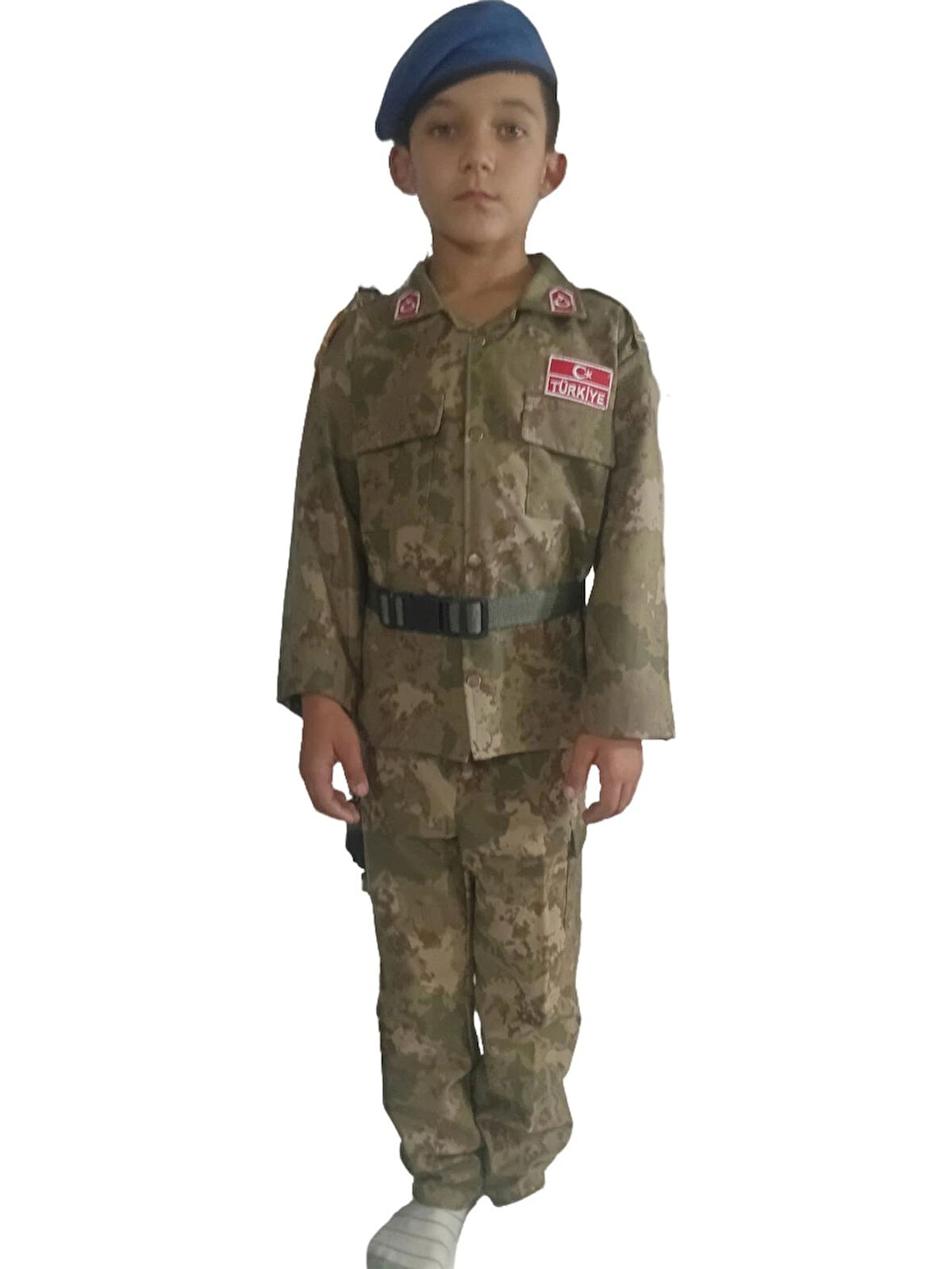 YENİ TİP ASKERİ KAMUFLAJ MAVİ BERE+PALASKA ÇOCUK TAKIMI 