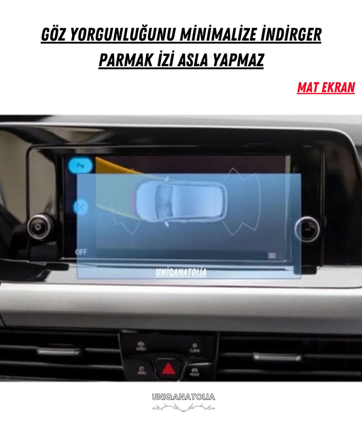 Volkswagen Golf 8 8.25 inç Navigasyon ve Multimedya Uyumlu Mat Ekran Koruyucu