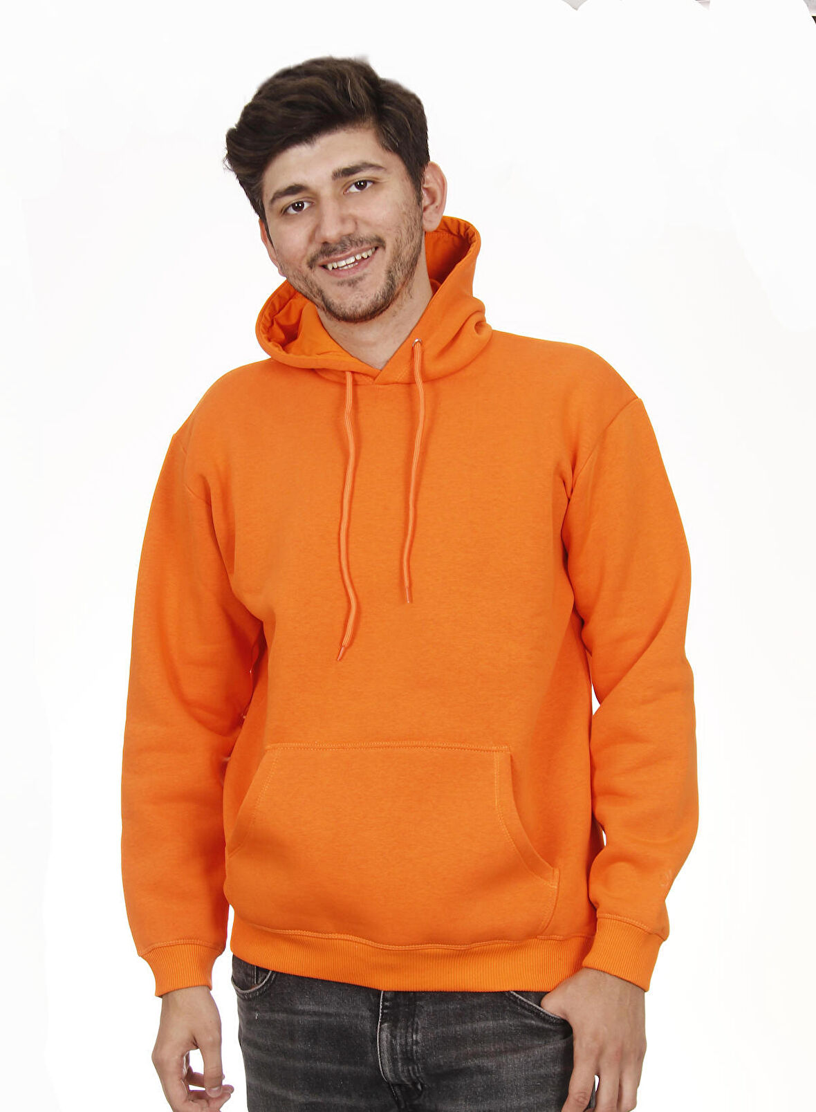 Unisex Kapşonlu Turuncu Sweatshirt
