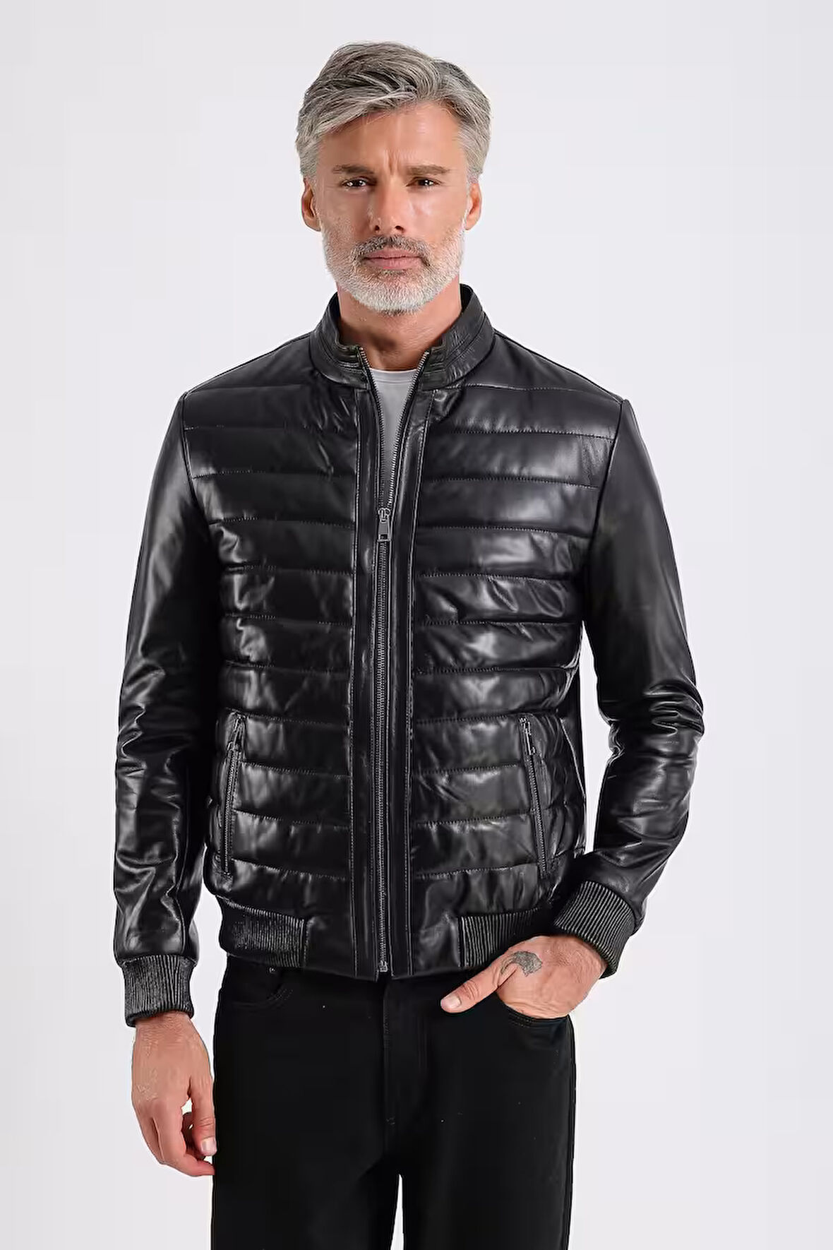 Yamal Erkek Hakiki Şişme Deri Mont