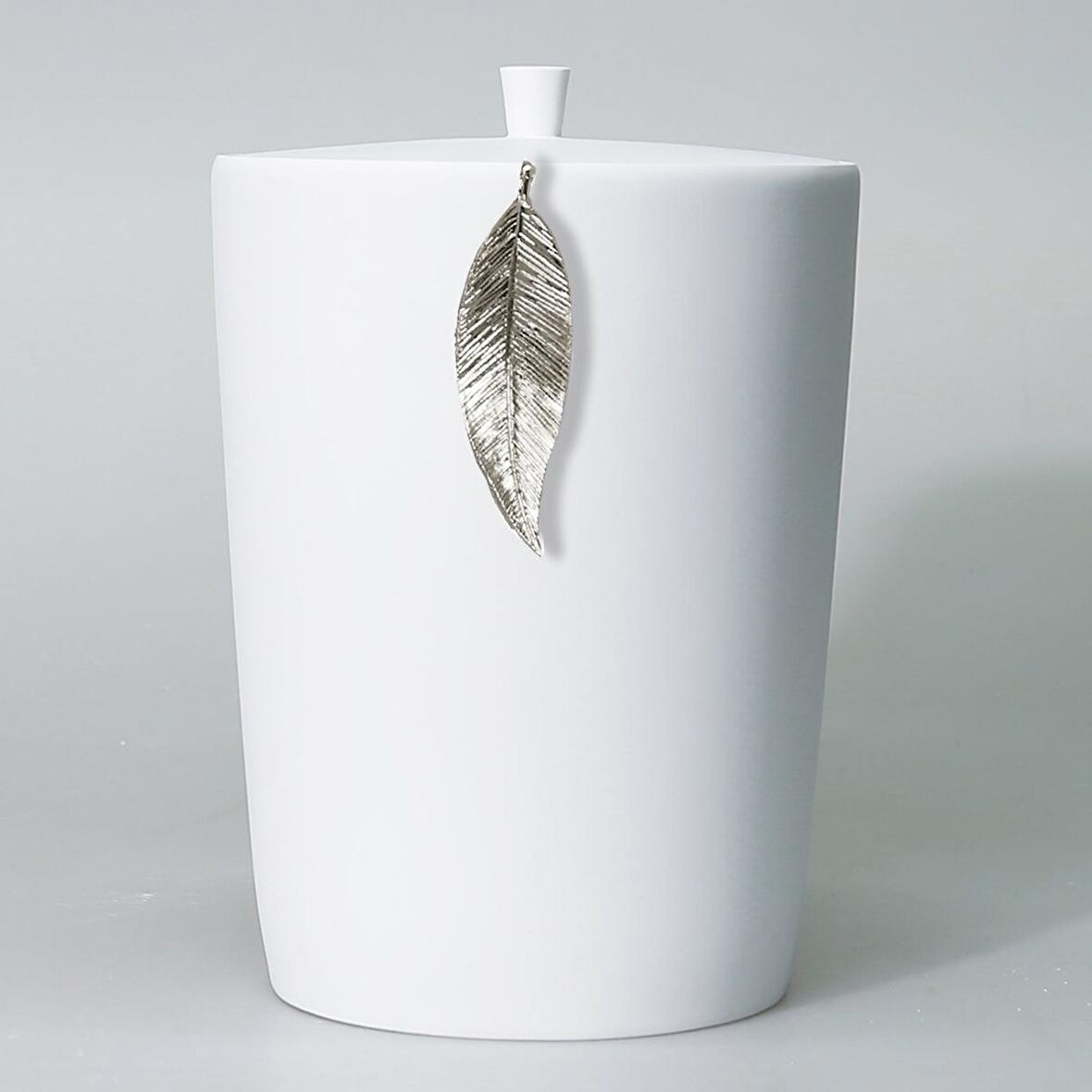 Leaf Çöp Kovası Beyaz Gümüş