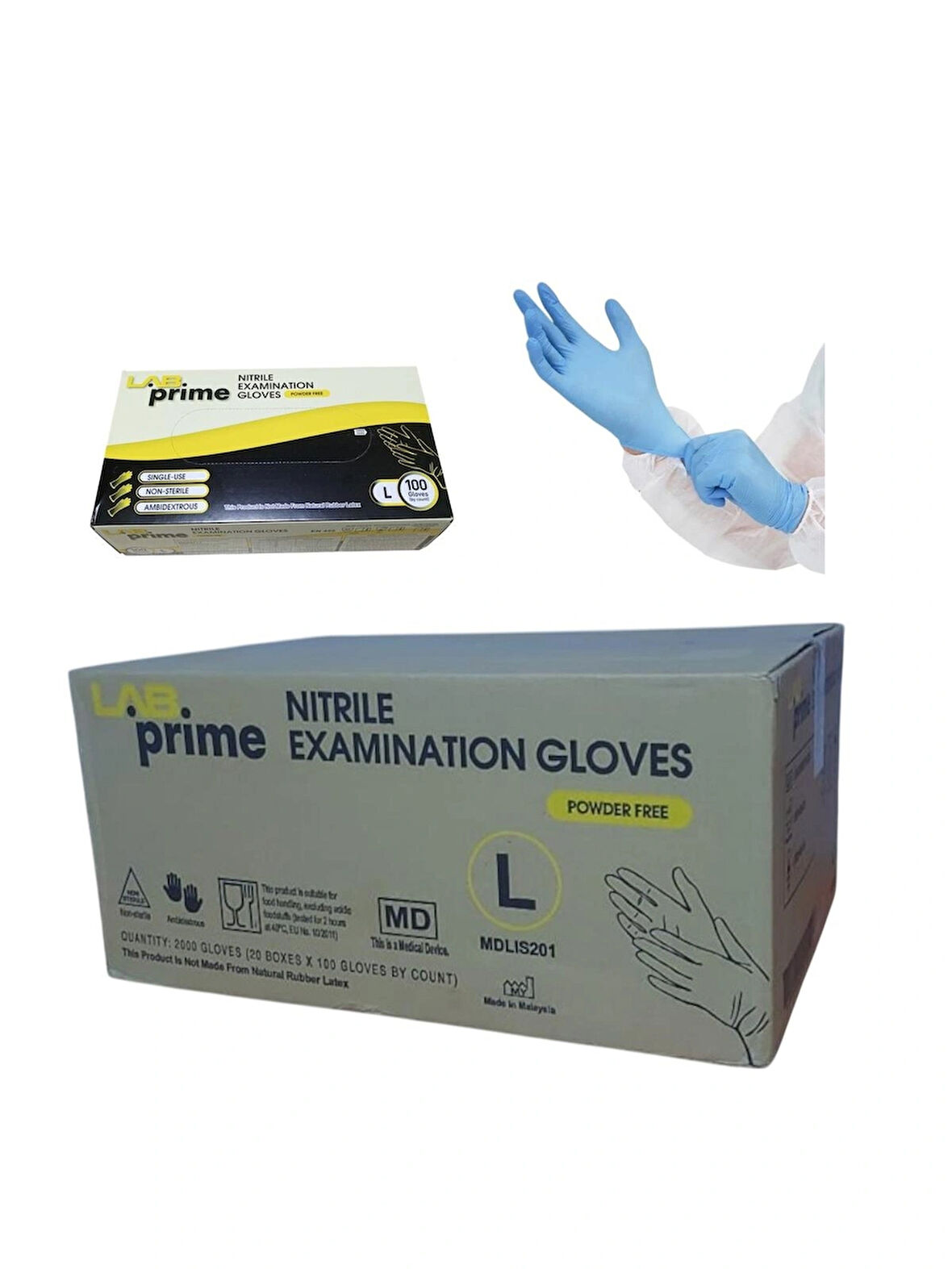 Nitril Muayene Eldiveni Mavi Pudrasız 1 koli (20 Paket) 2000 adet Eldiven