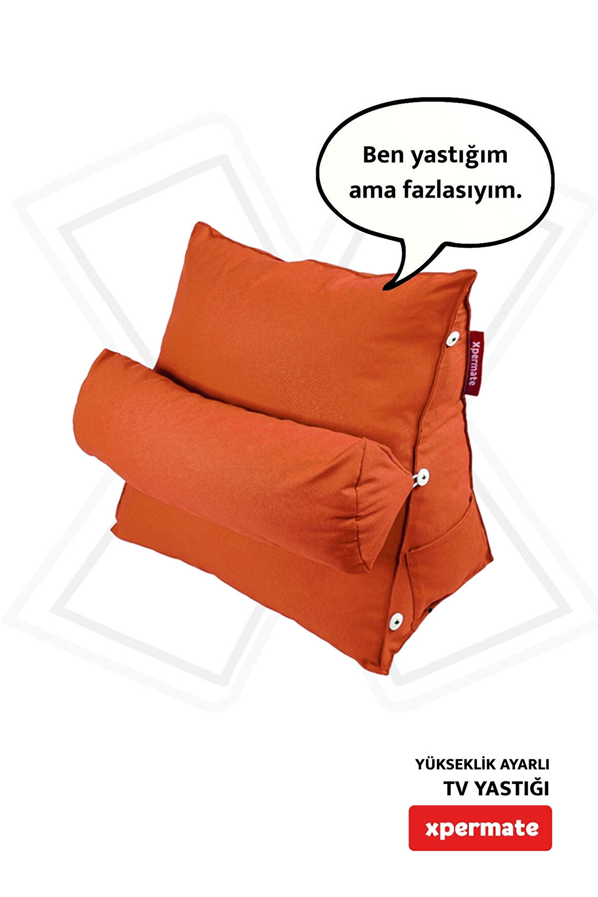 XPERMATE Tv Yastığı Bel Destek Yastığı Sırt Yastığı Boyun Destekli Yastık Ameliyat Sonrası Yastık Koyu Turuncu