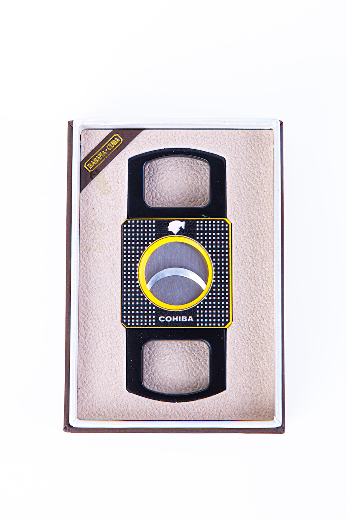 Cohiba Özel Üretim Sarı Siyah Metal Puro Makası Kesici